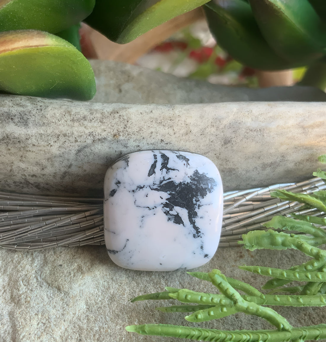 Natural White Buffalo Square Cabochon — Ranch Gypsy