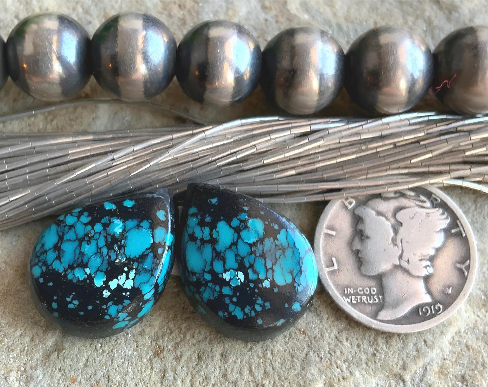 Bao Canyon Turquoise Matching Blue Teardrop Earring Cabochons-Hubei Province Gemstones