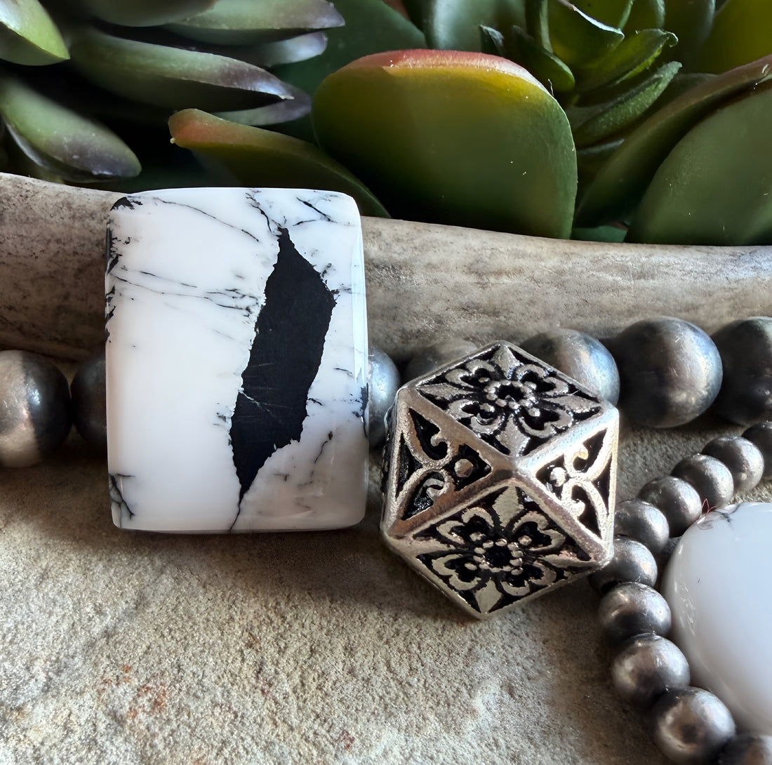 Beautiful Natural White Buffalo Rectangular Cabochon