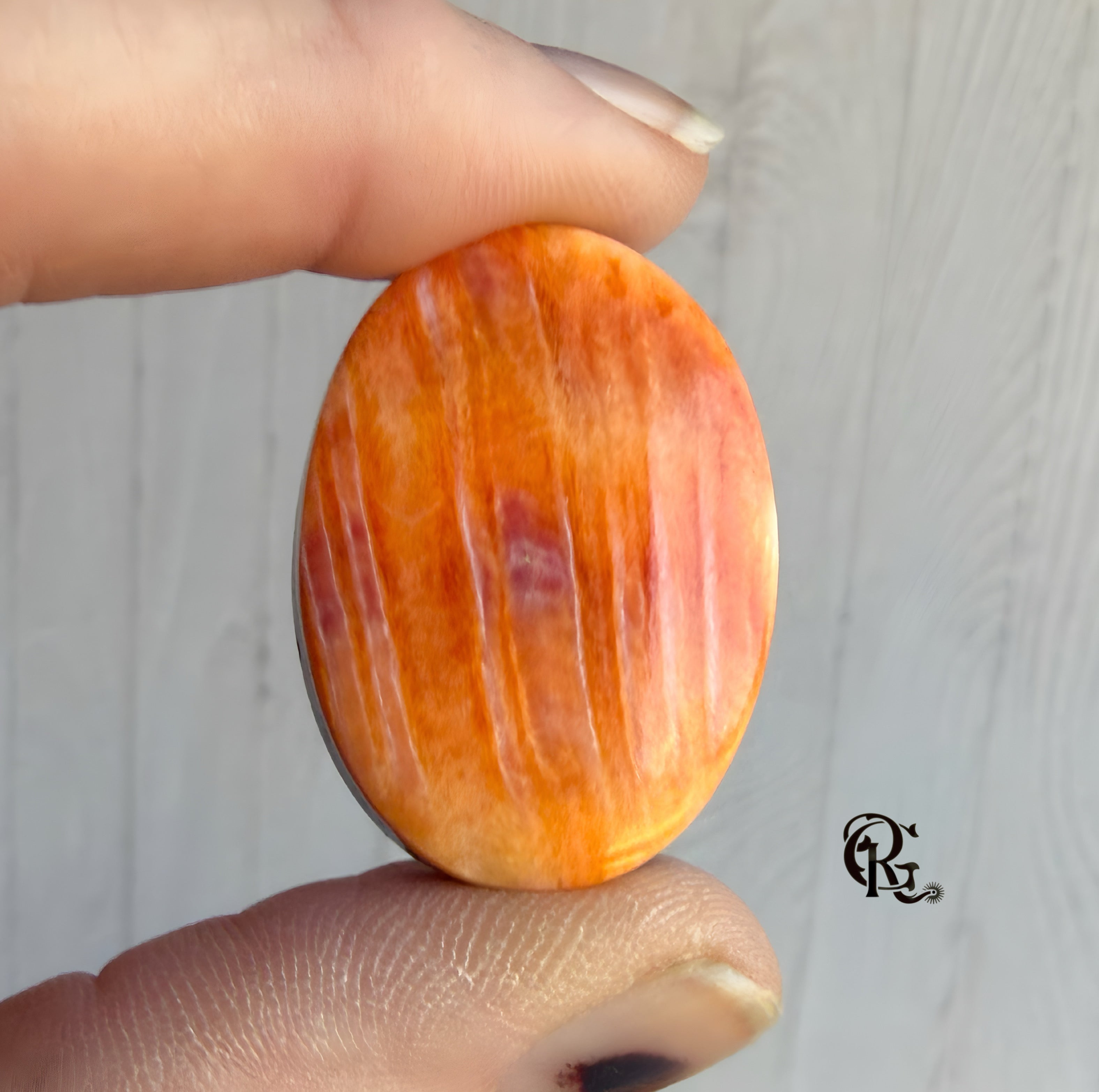 Orange Spiny Oyster Large Oval Cabochon