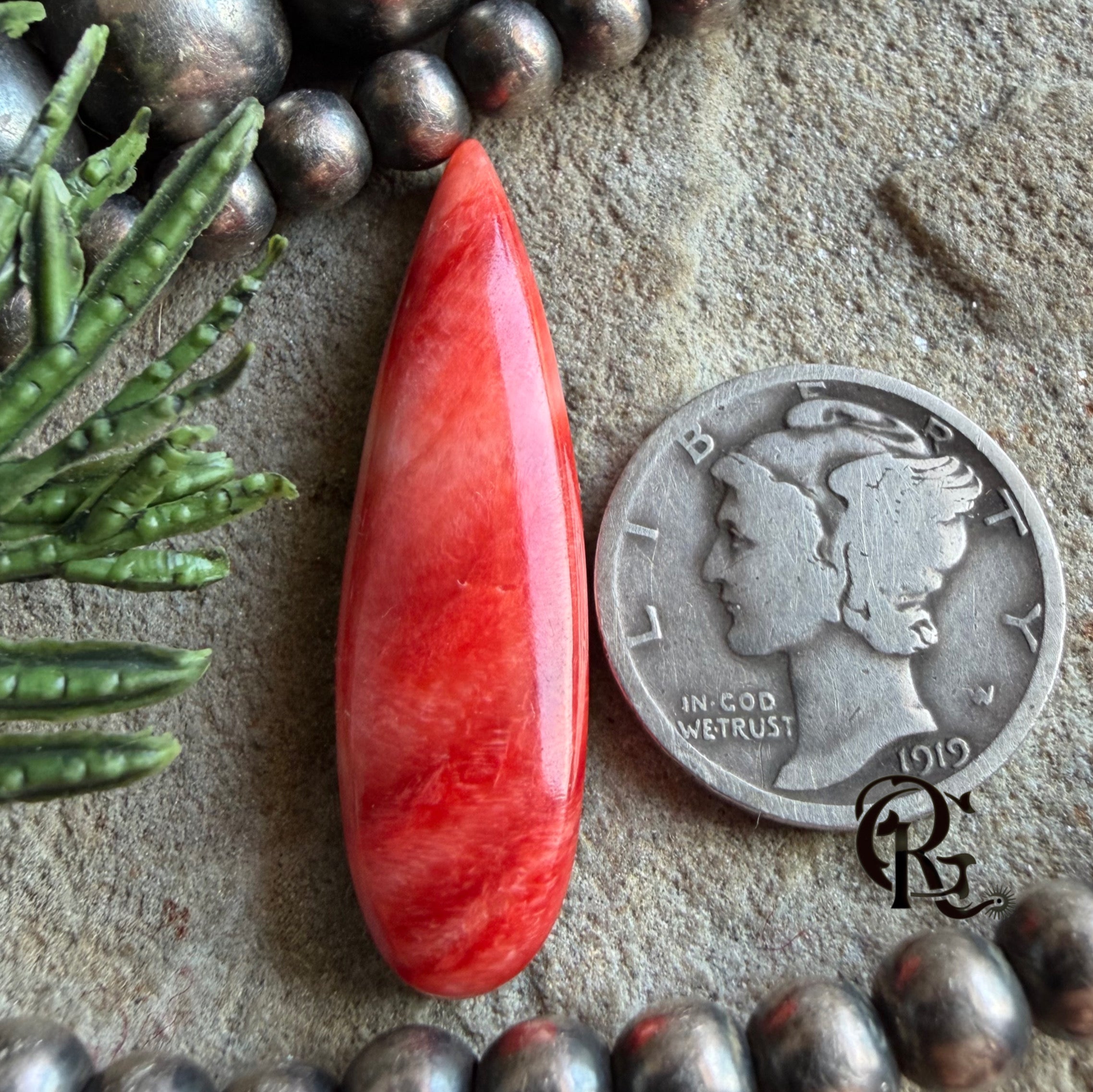Orange Spiny Oyster Elongated Teardrop