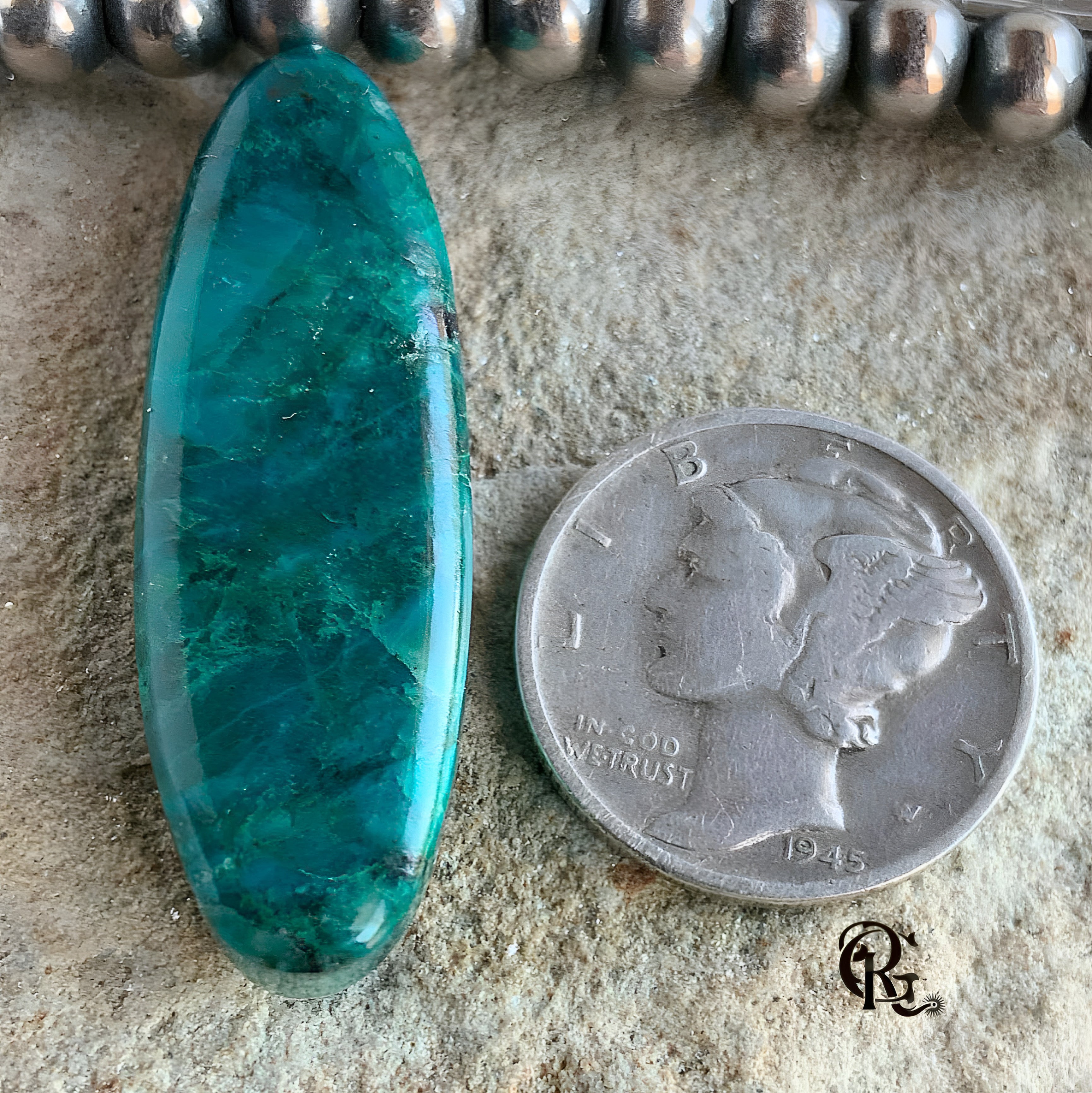 Chrysocolla Malachite Long Oval Cabochon #11