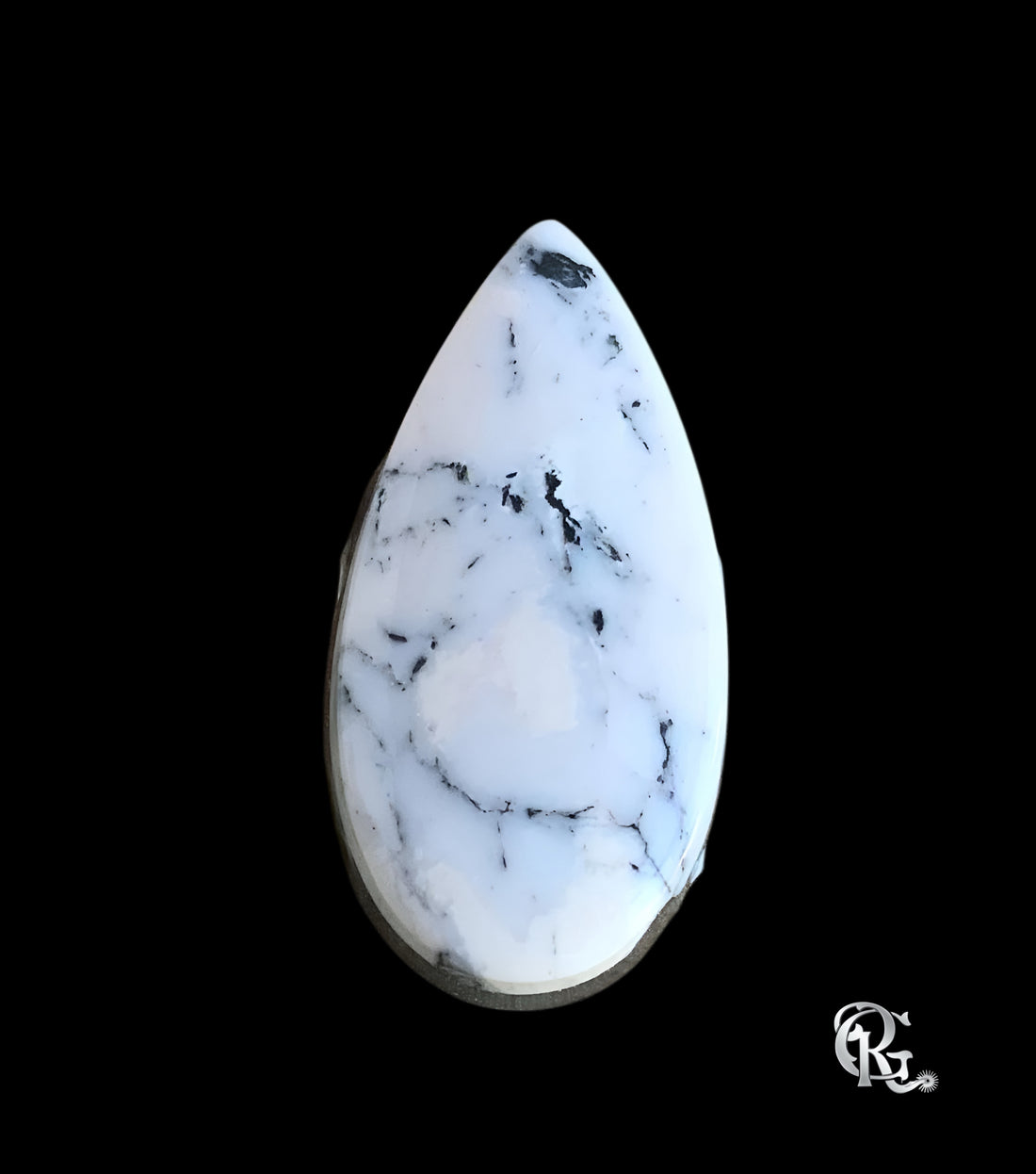 Natural White Buffalo Teardrop Cabochon Nevada Mined-Ranch Gypsy