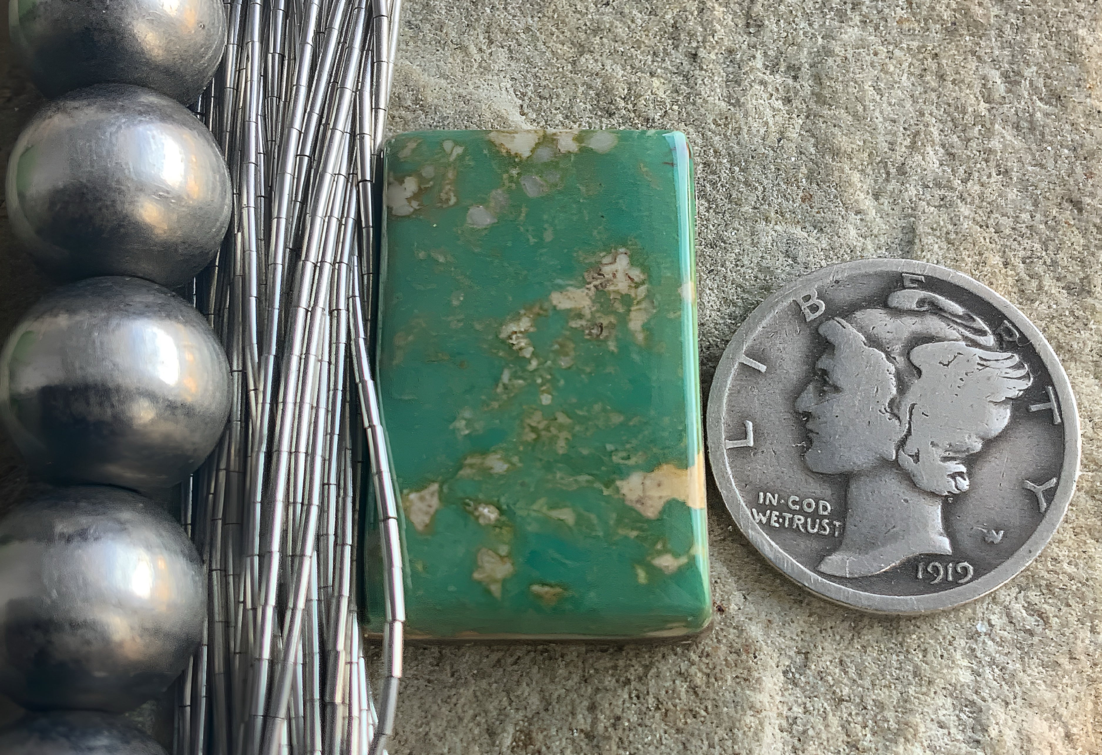 Turquoise Mountain Turquoise Green Rectangular Cabochon-Arizona Gemstone
