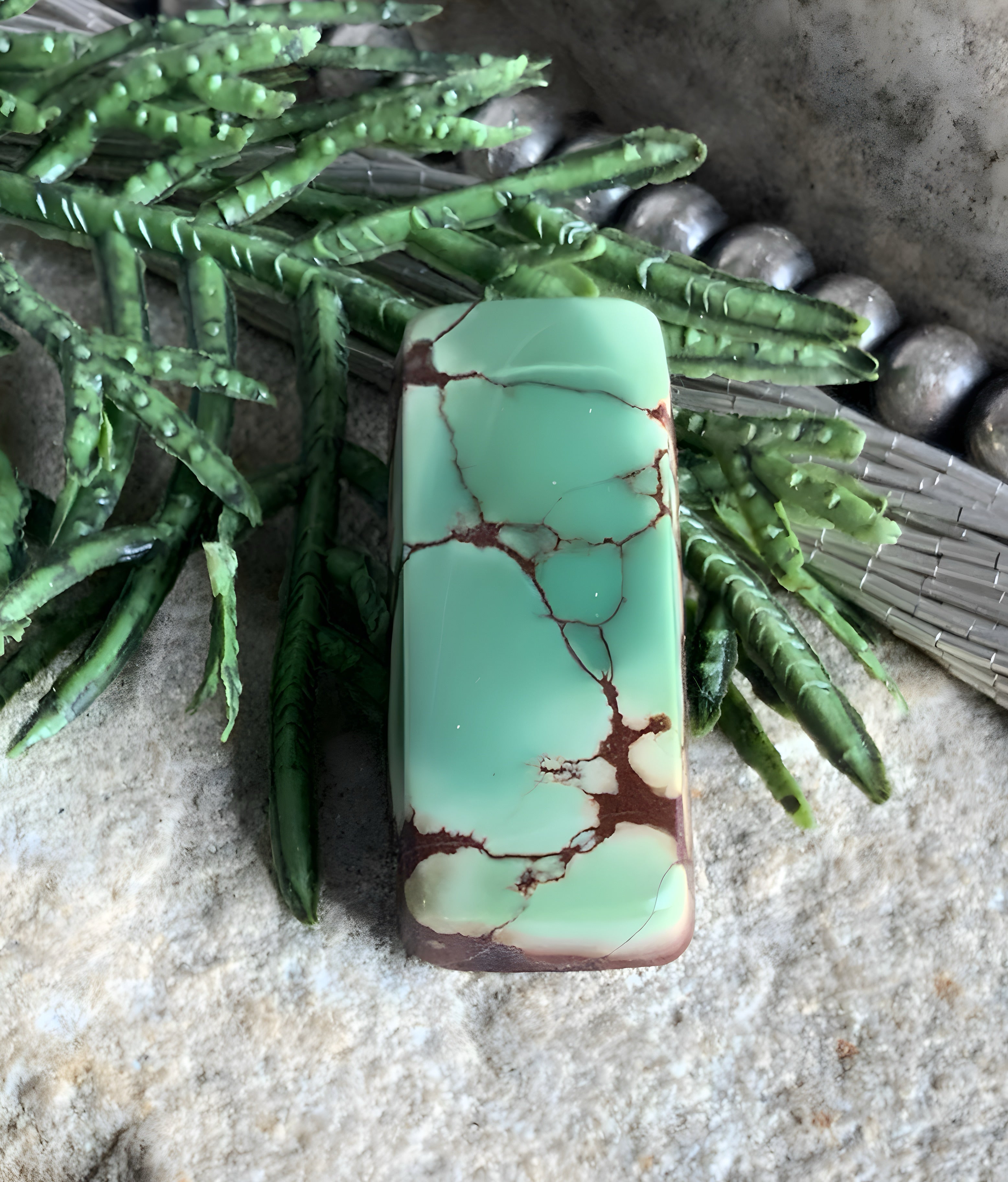 Treasure Mountain Turquoise Rectangle Cabochon-Hubei Province Gemstone