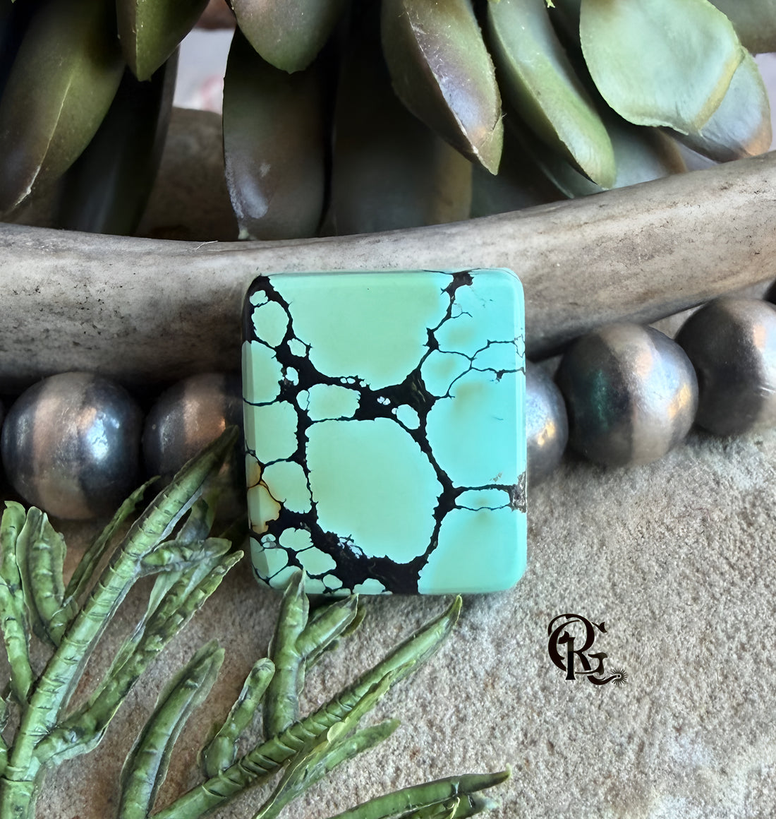 Bao Canyon Turquoise Rectangular Green Cabochon-Hubei Province Gemstone