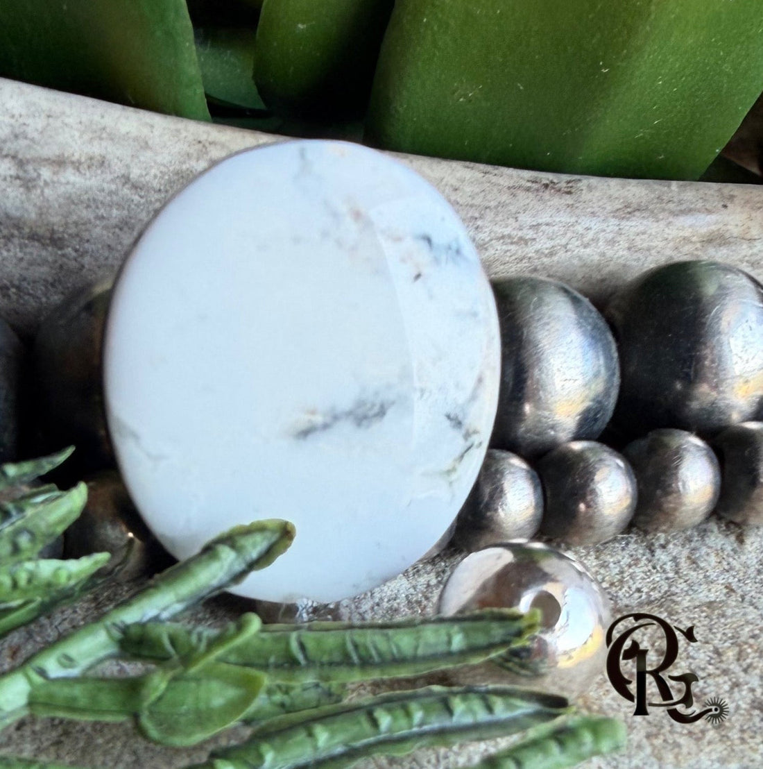 Natural White Buffalo Oval Cabochon #WB 48