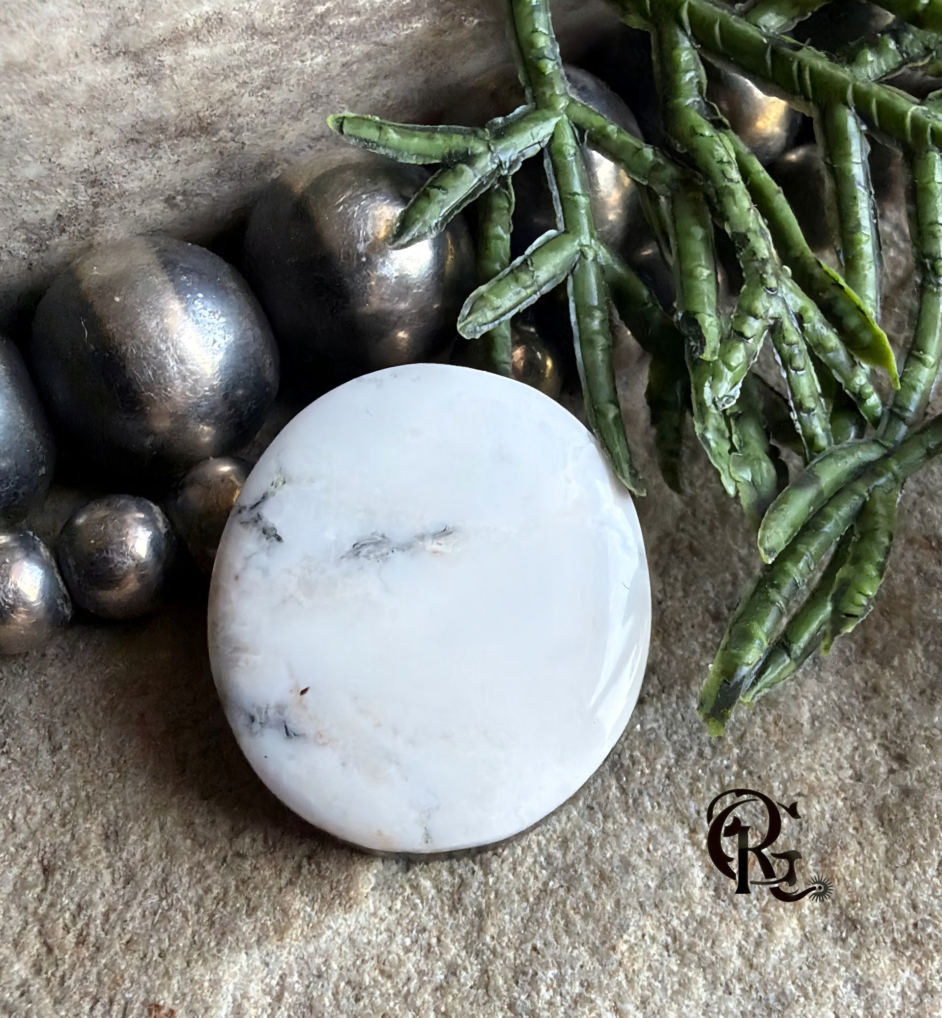 Natural White Buffalo Oval Cabochon #WB 48