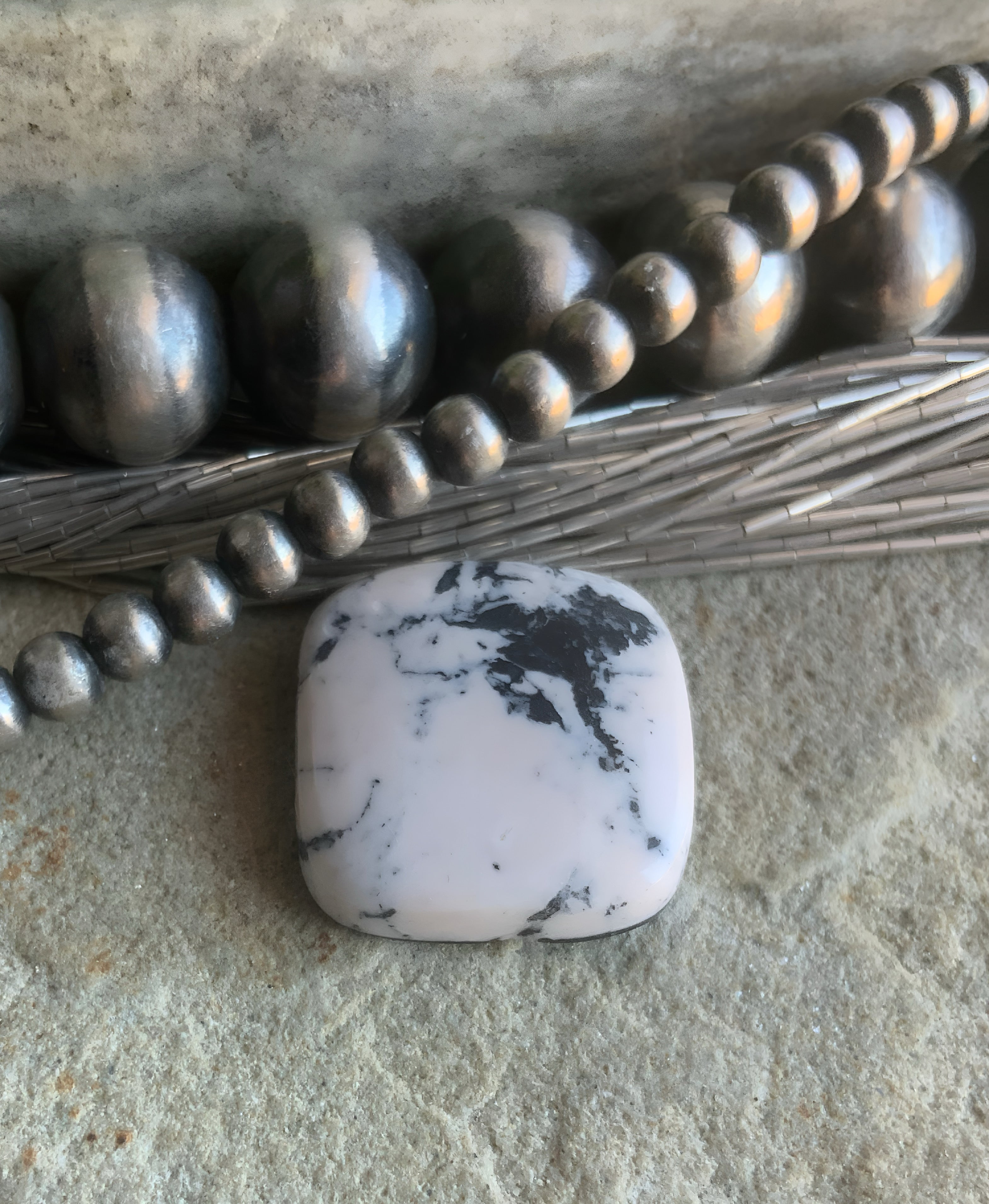 Natural White Buffalo Square Cabochon — Ranch Gypsy