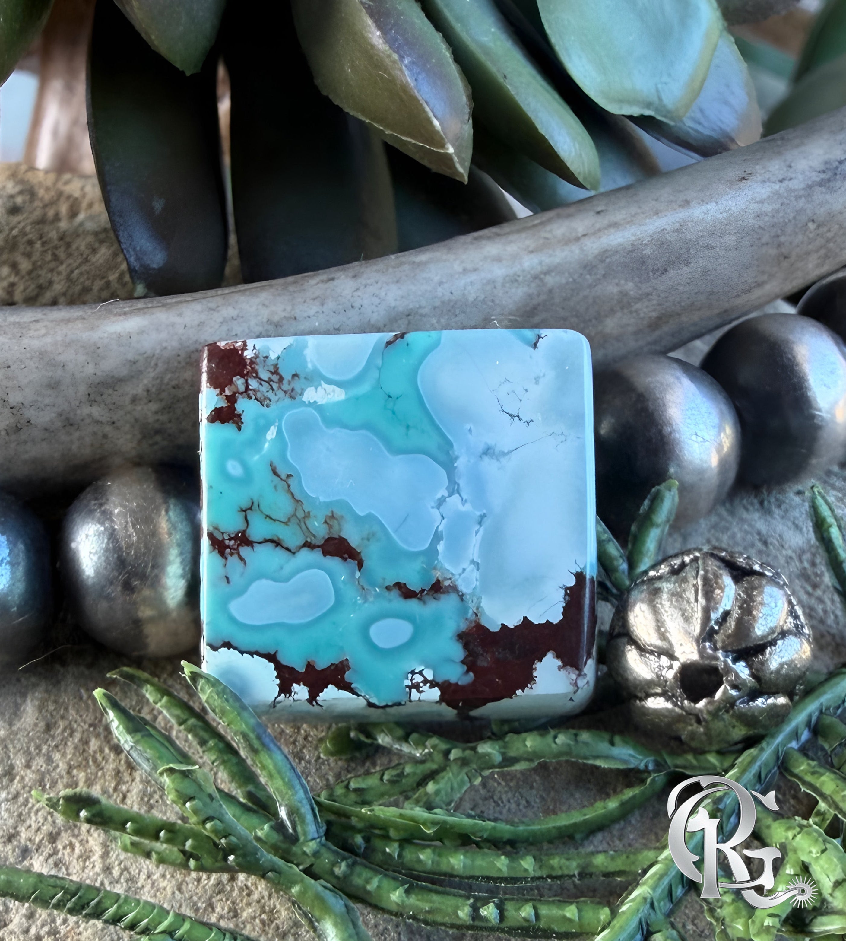 Gobi Desert Lavender Turquoise Square Cabochon