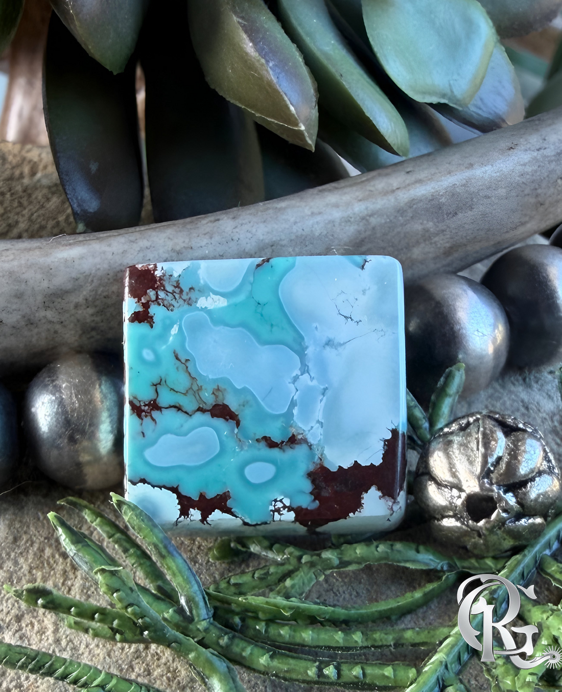 Gobi Desert Lavender Turquoise Square Cabochon