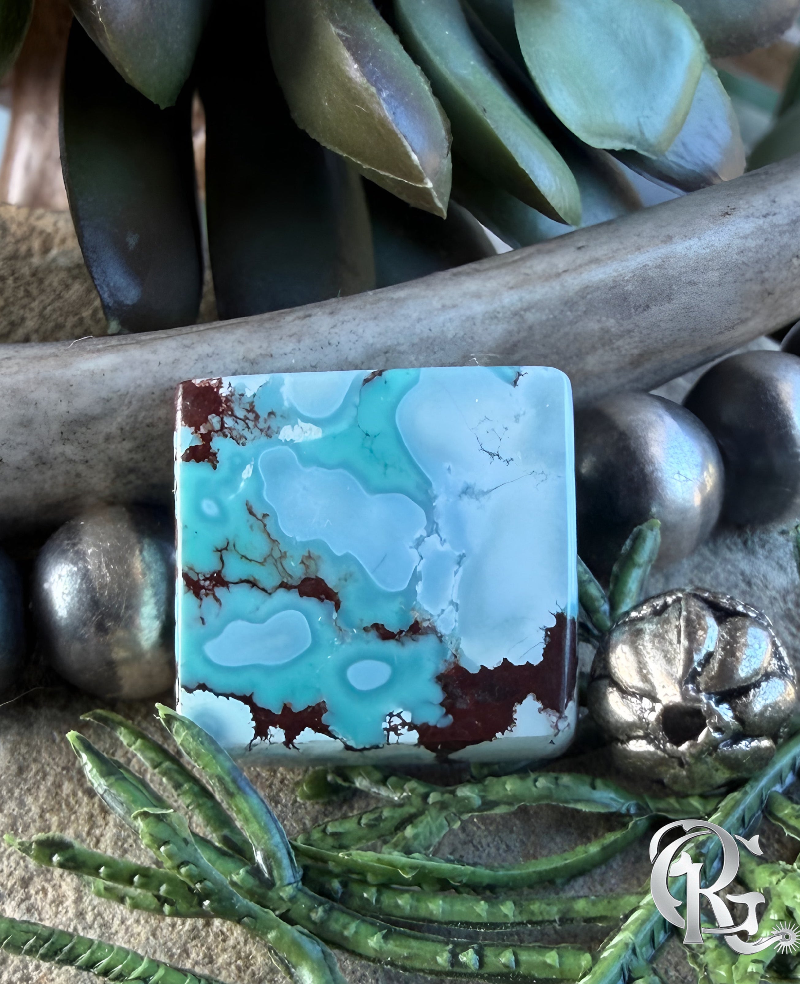 Gobi Desert Lavender Turquoise Square Cabochon