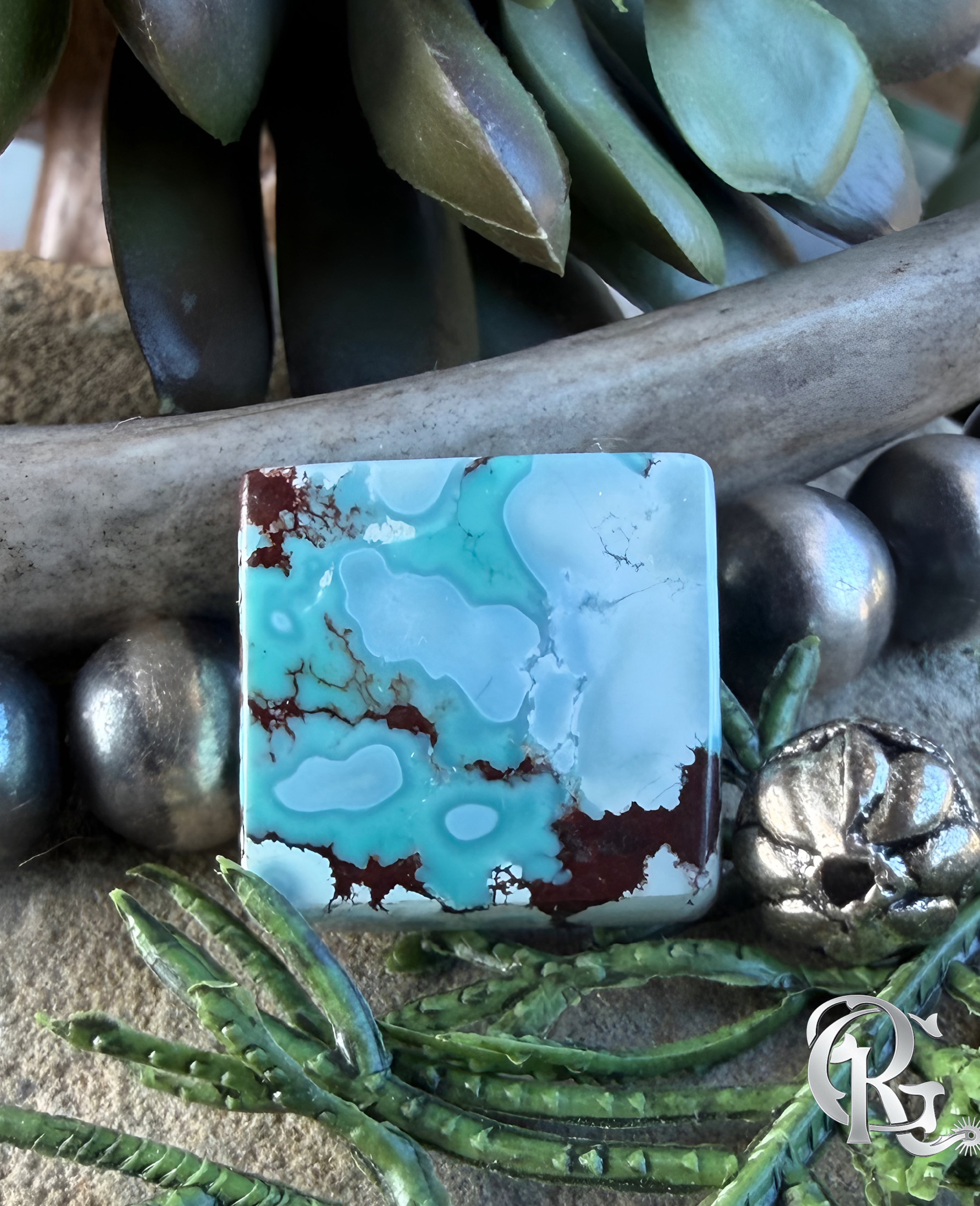 Gobi Desert Lavender Turquoise Square Cabochon