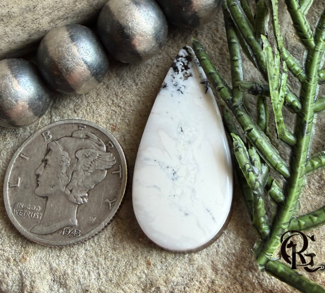 Natural White Buffalo Teardrop Cabochon-Nevada Gemstone — Ranch Gypsy