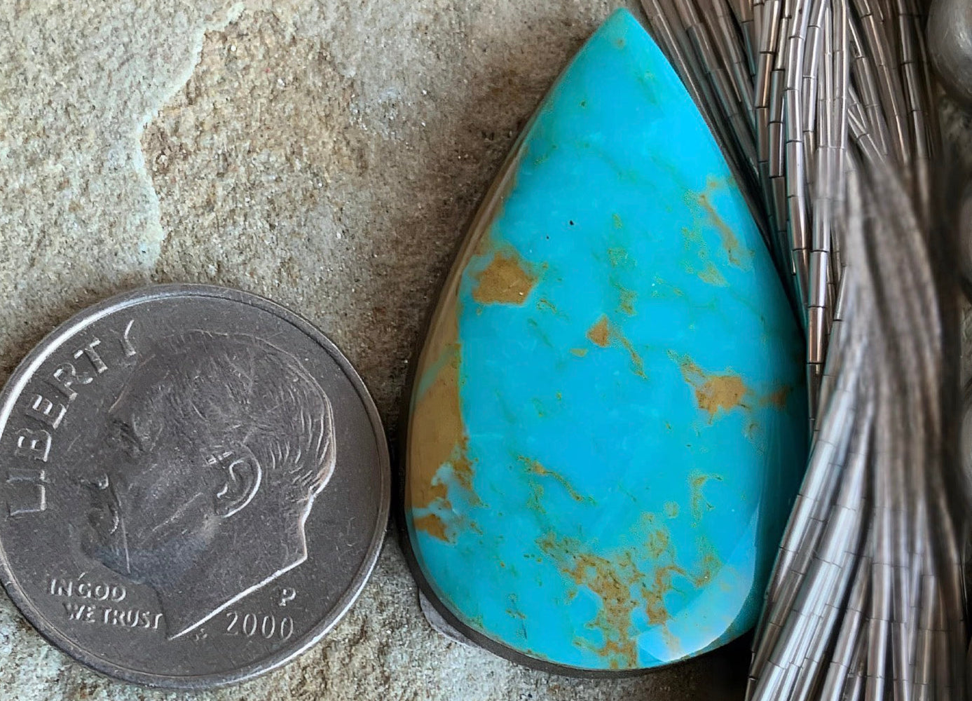 Royston Turquoise Blue Teardrop Cabochon-Nevada Gemstone