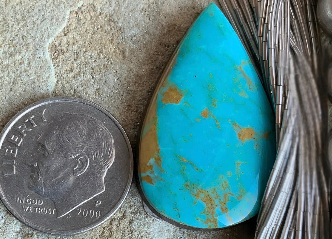 Royston Turquoise Blue Teardrop Cabochon-Nevada Gemstone
