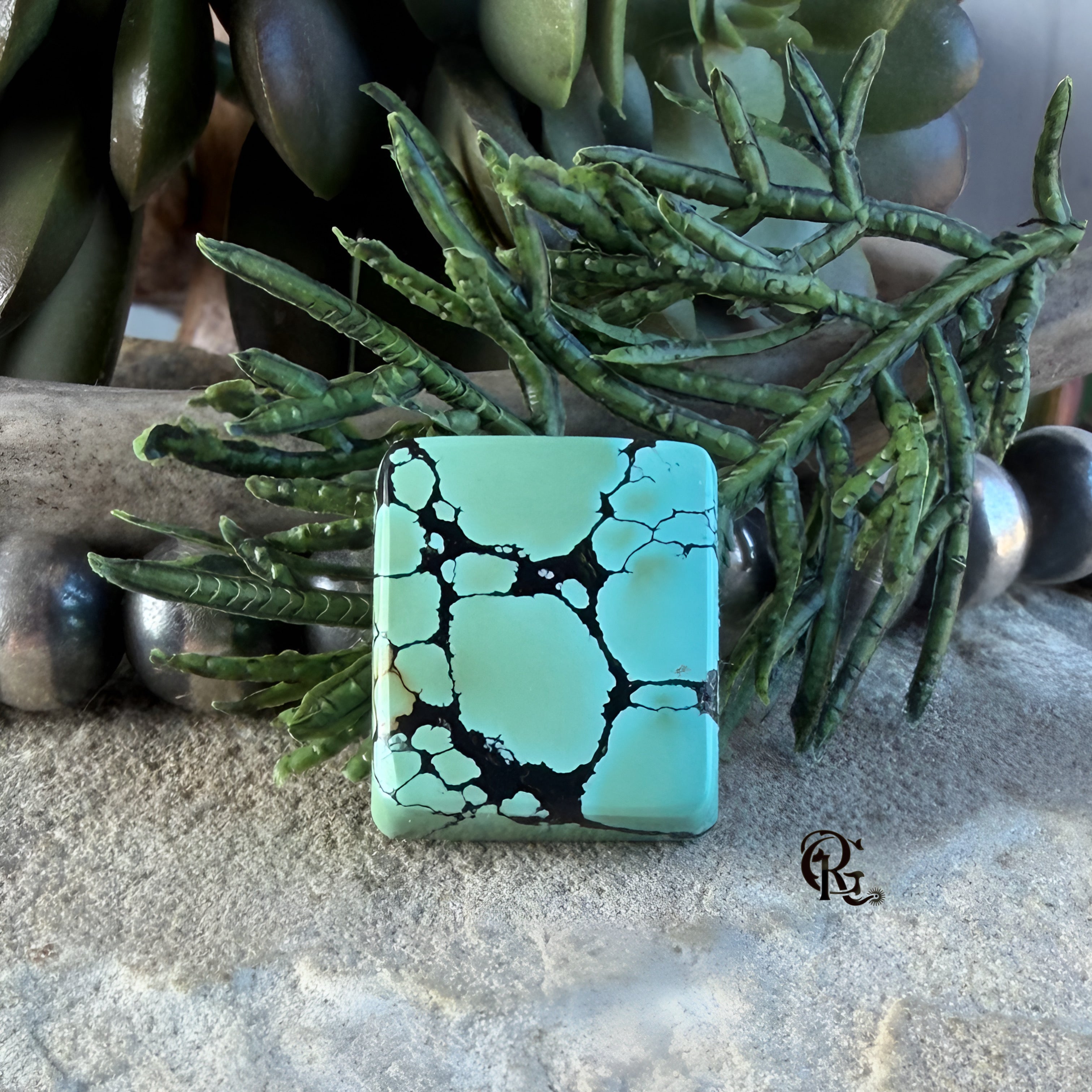 Bao Canyon Turquoise Rectangular Green Cabochon-Hubei Province Gemstone