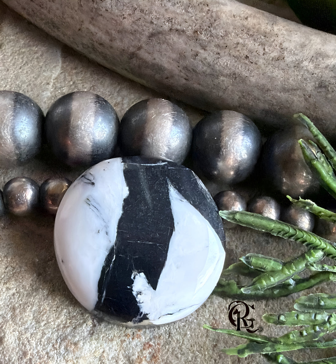 Natural White Buffalo Round Cabochon