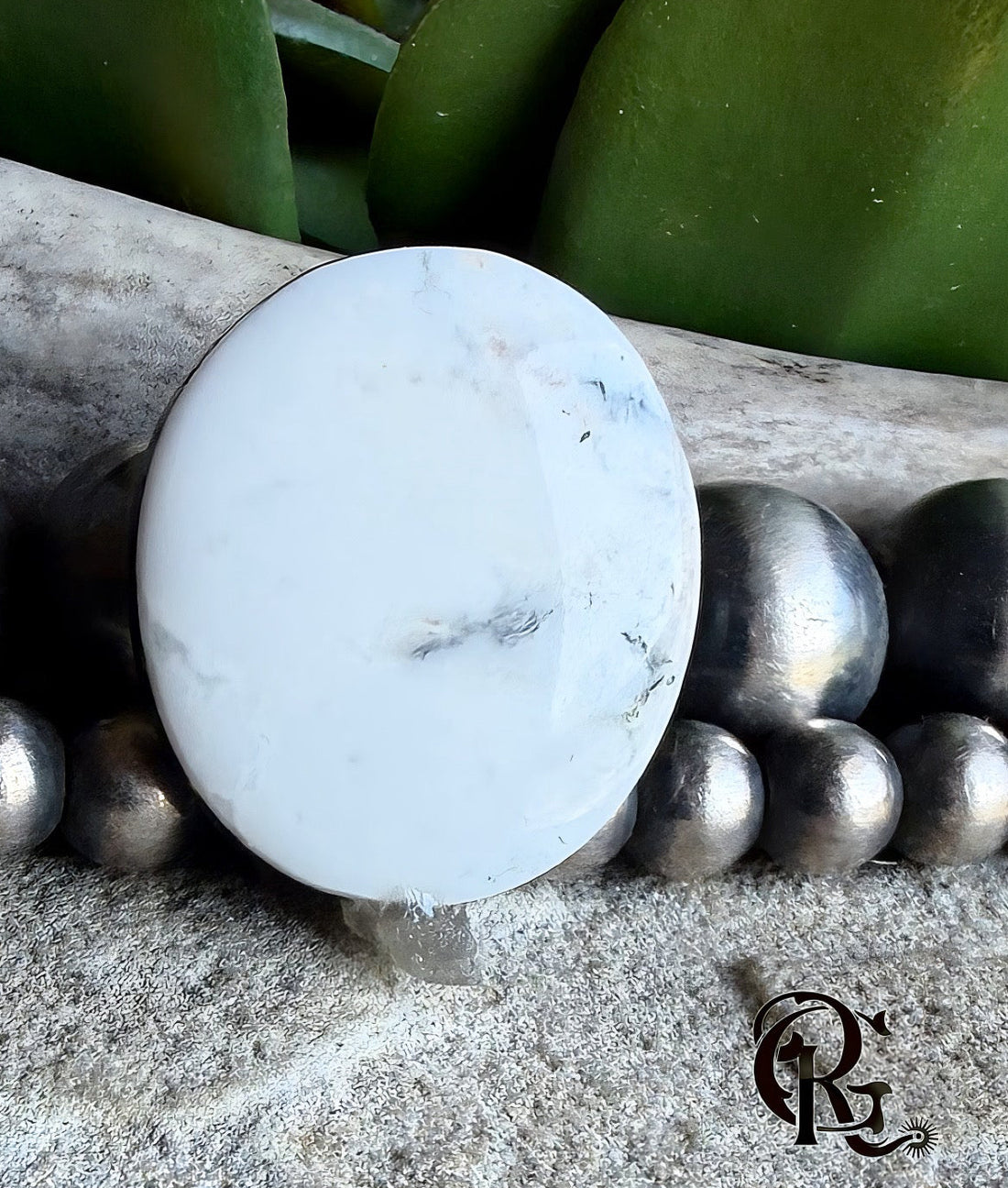 Natural White Buffalo Oval Cabochon #WB 48