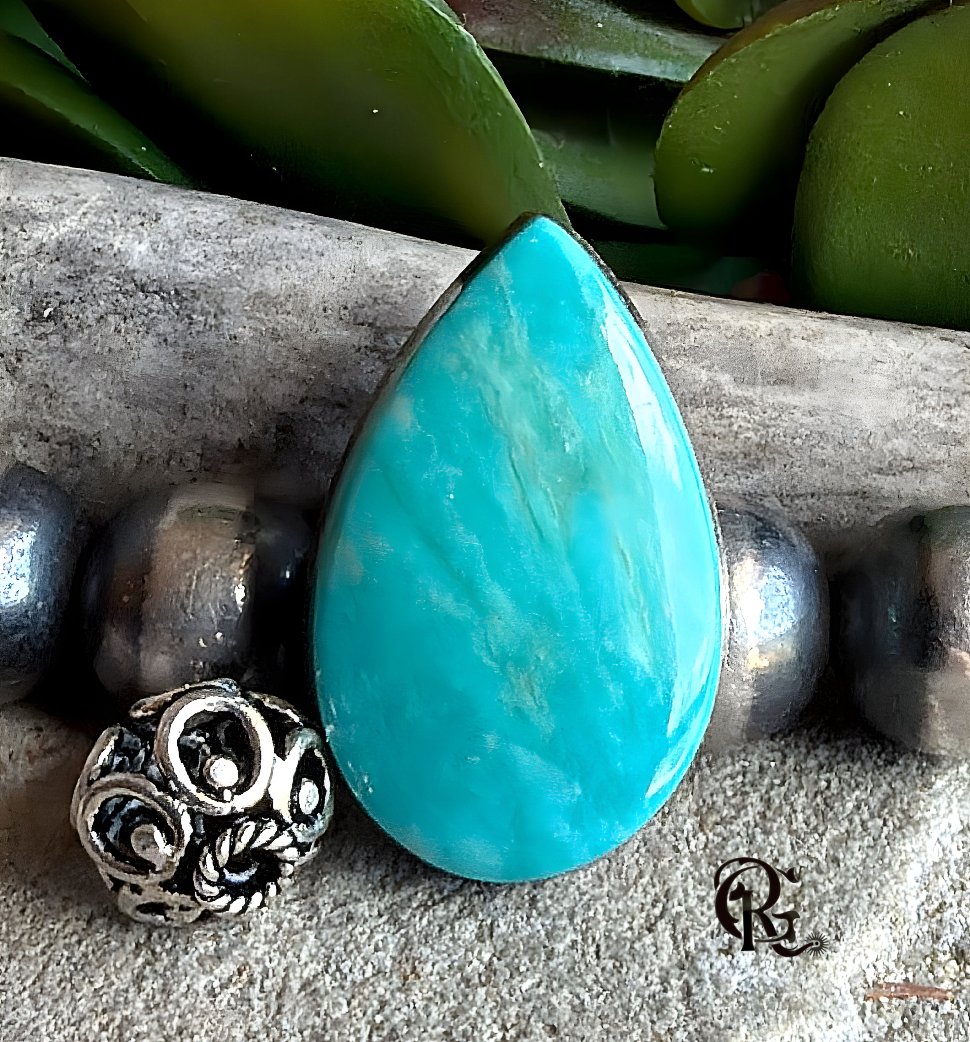Royston Turquoise Blue Teardrop Cabochon.-Nevada Gemstone