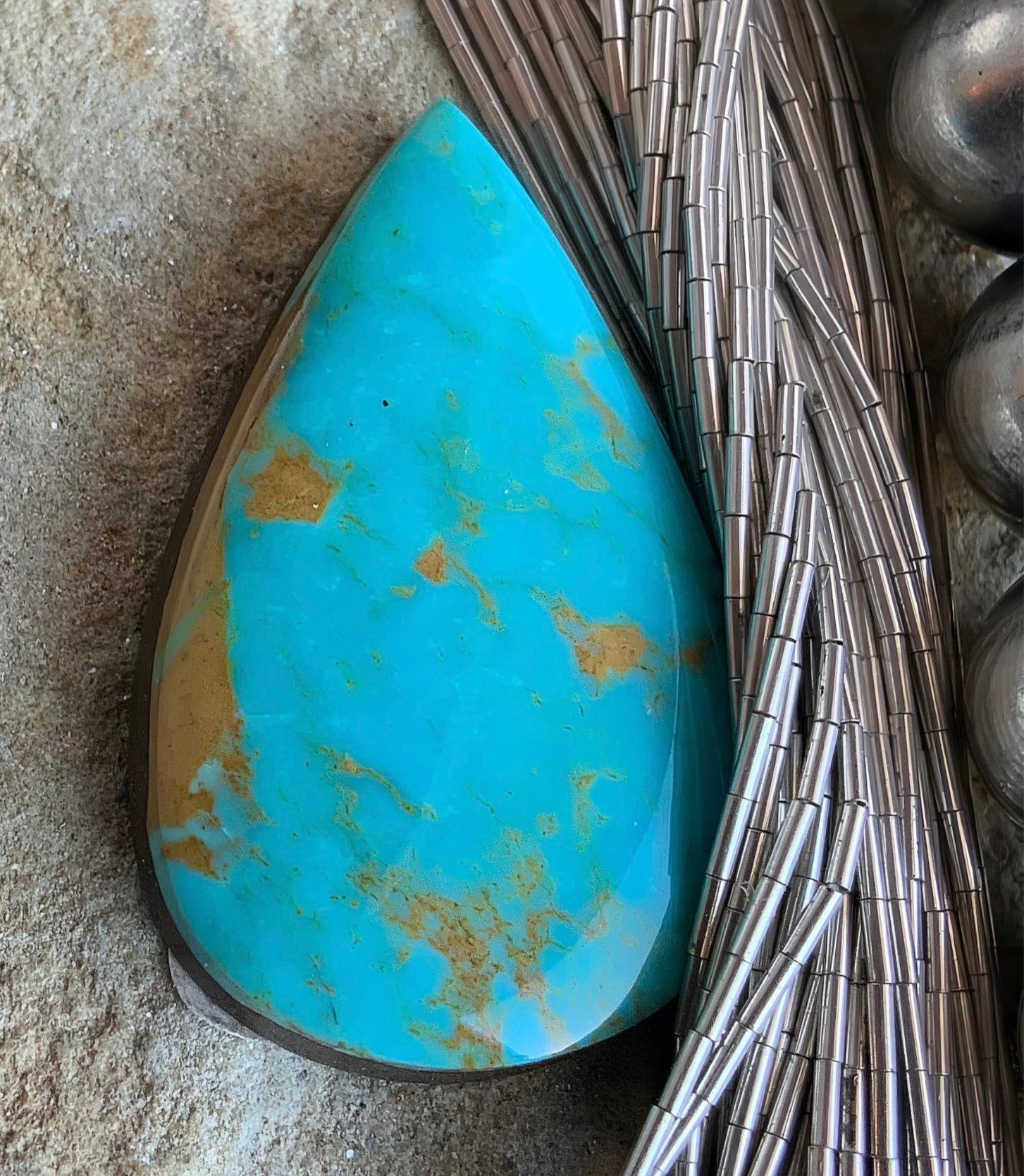 Royston Turquoise Blue Teardrop Cabochon-Nevada Gemstone