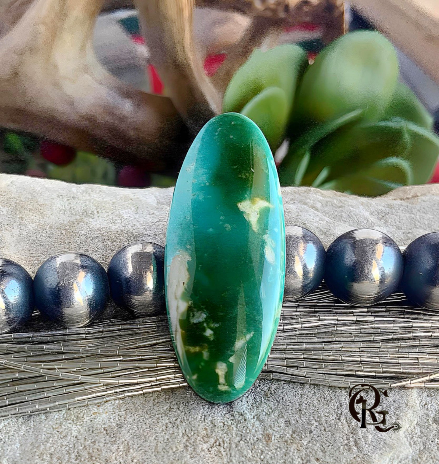 Natural Royston Turquoise Oval Green Cabochon