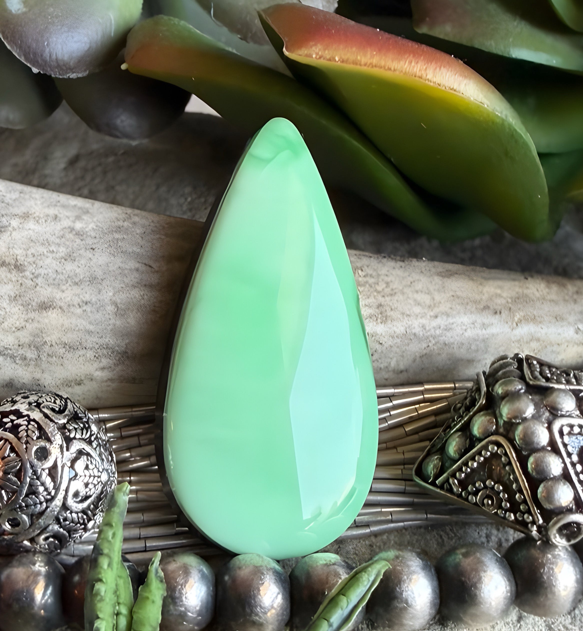 Beautiful Rare Green Natural Orvil Jack Turquoise Cabochon