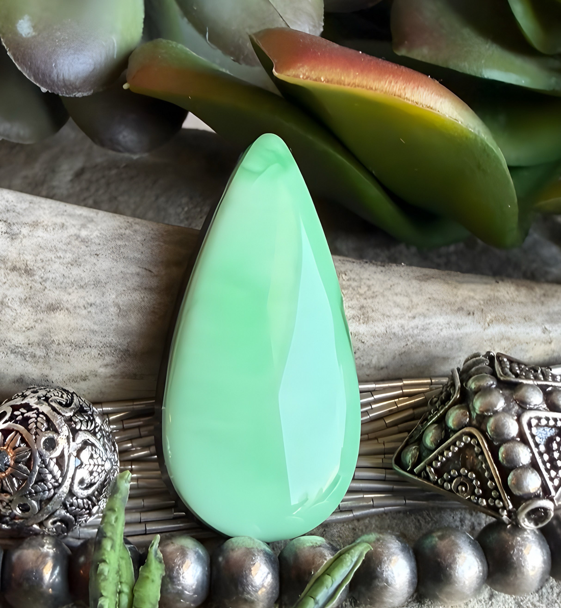 Beautiful Rare Green Natural Orvil Jack Turquoise Cabochon