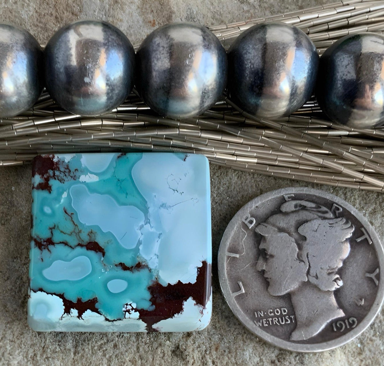 Gobi Desert Lavender Turquoise Square Cabochon