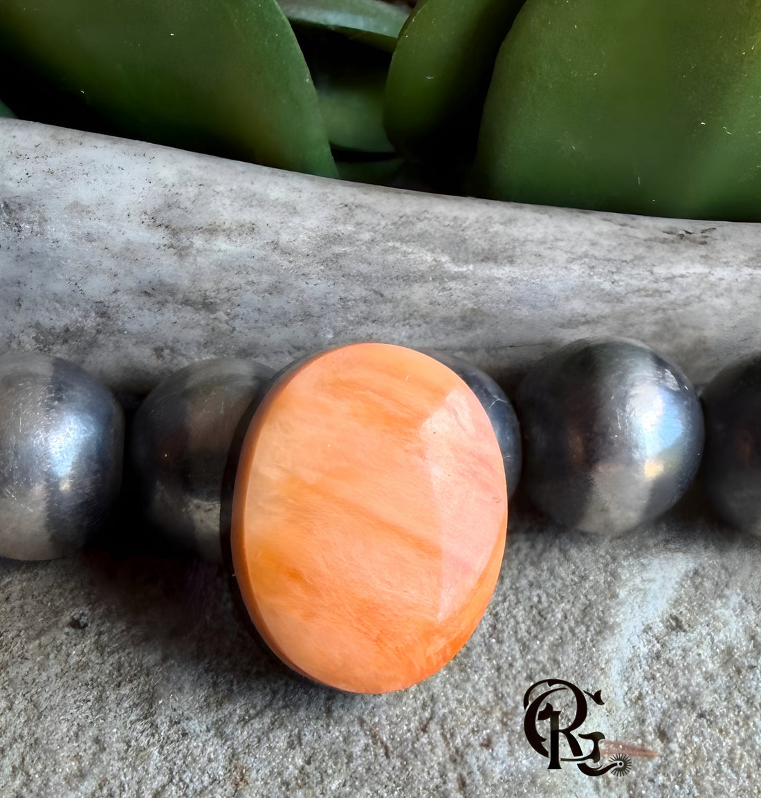 Orange Spiny Oyster Oval Cabochon