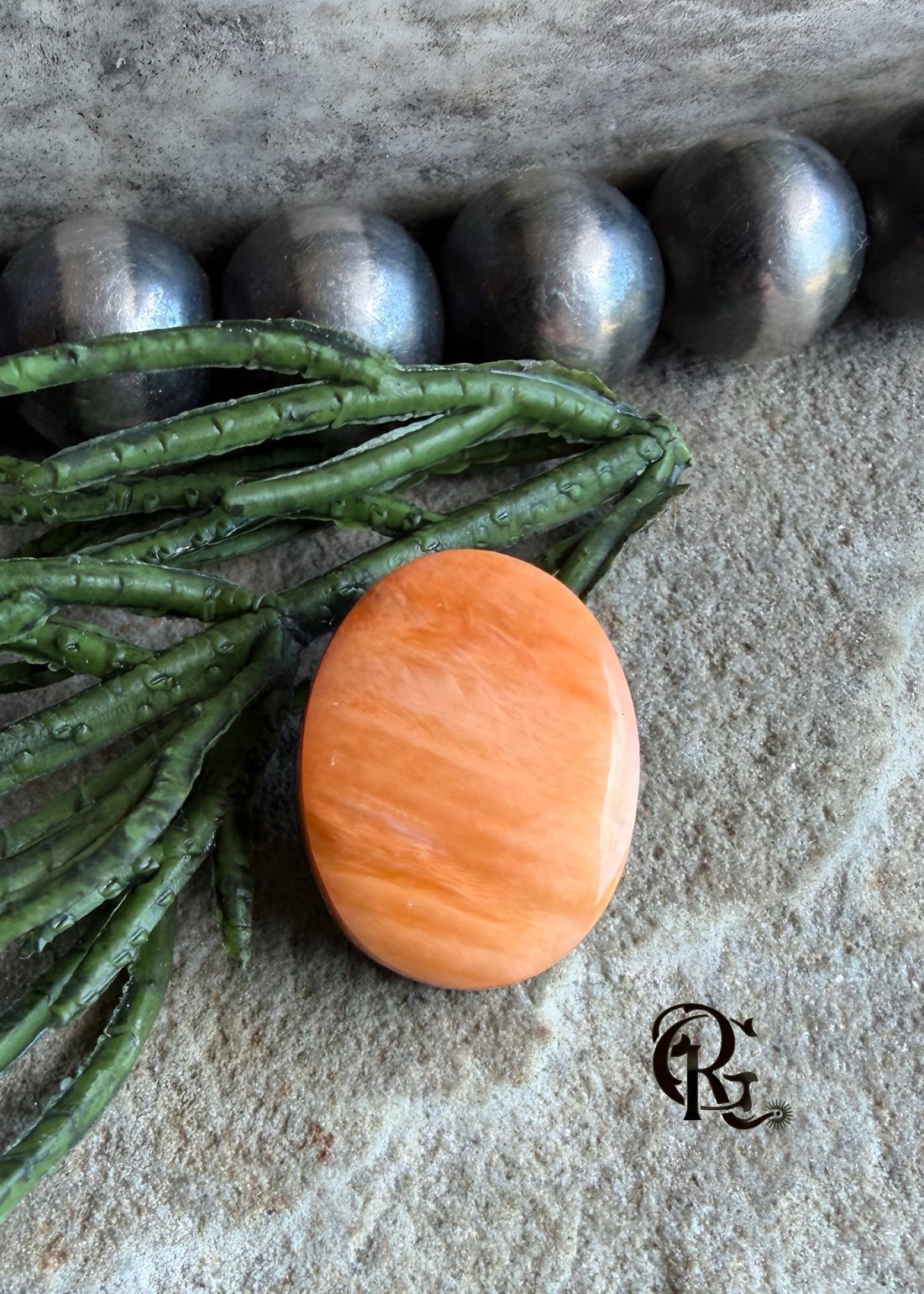 Orange Spiny Oyster Oval Cabochon