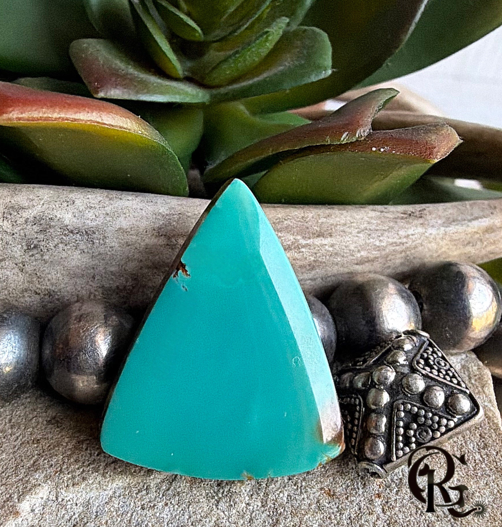Royston Turquoise Teal Triangular Cabochon-Nevada Gemstone