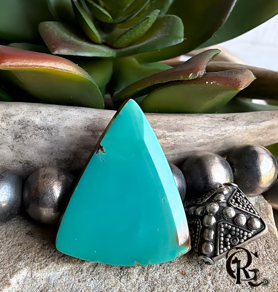 Royston Turquoise Teal Triangular Cabochon-Nevada Gemstone