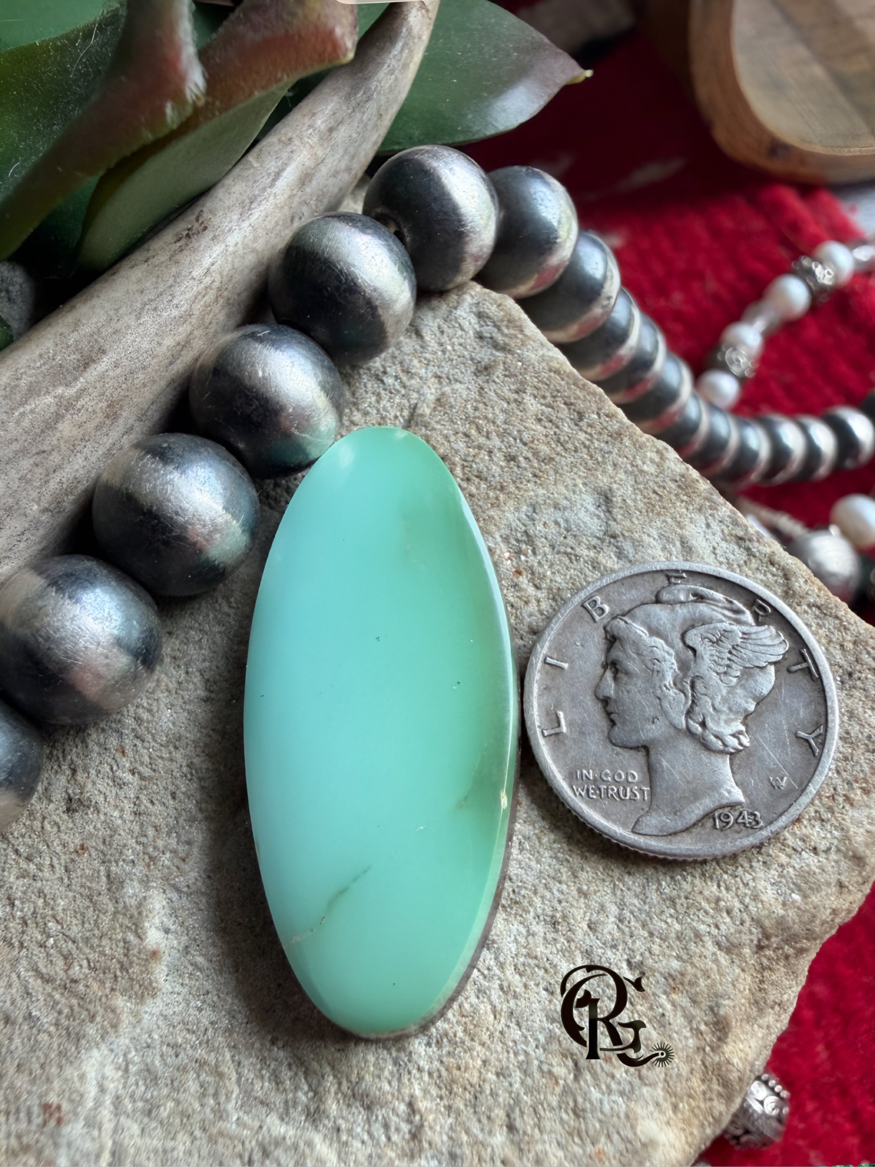 Royston Turquoise High Grade Light Green Long Oval Cabochon-Nevada Gemstone