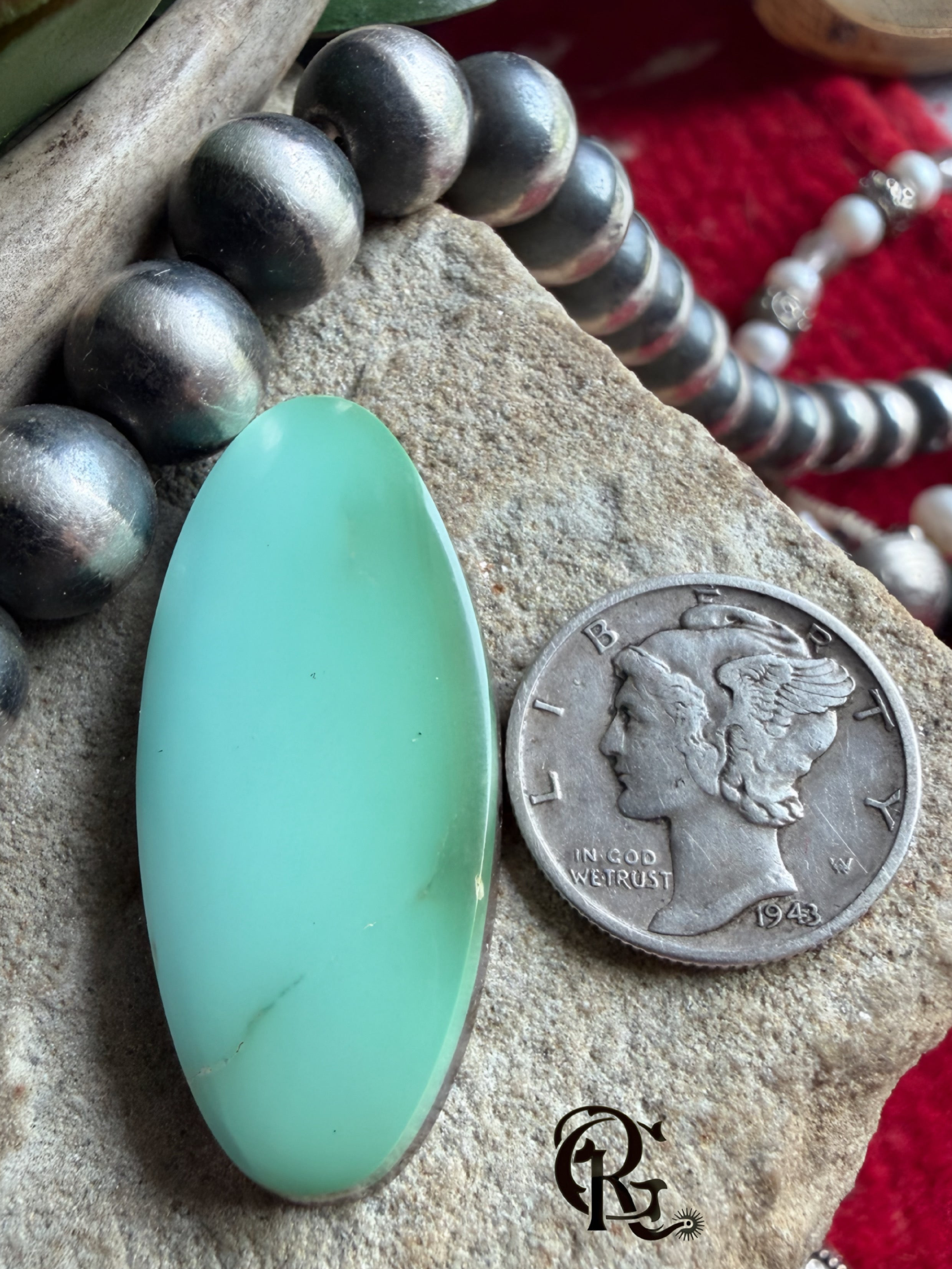 Royston Turquoise High Grade Light Green Long Oval Cabochon-Nevada Gemstone