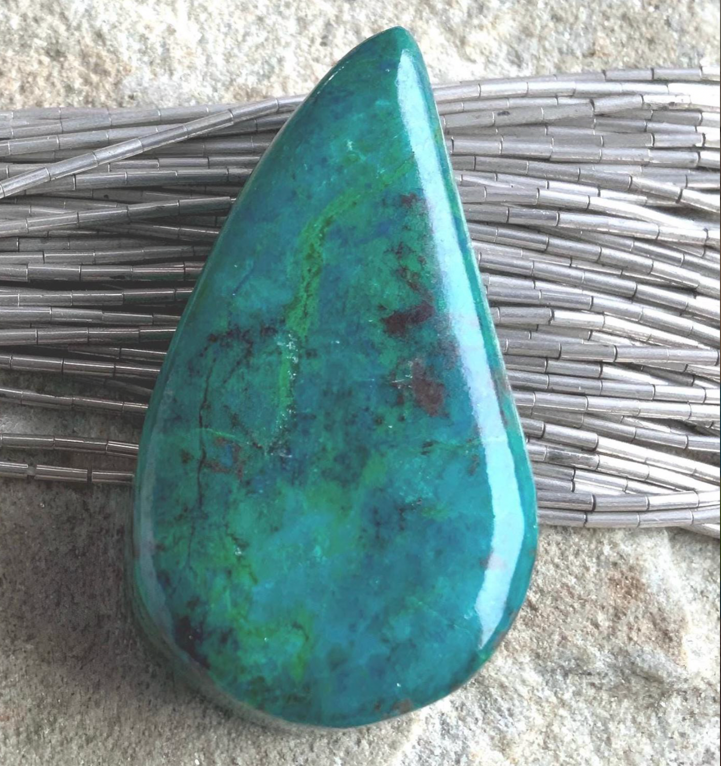 Chrysocolla Curved Teardrop Cabochon