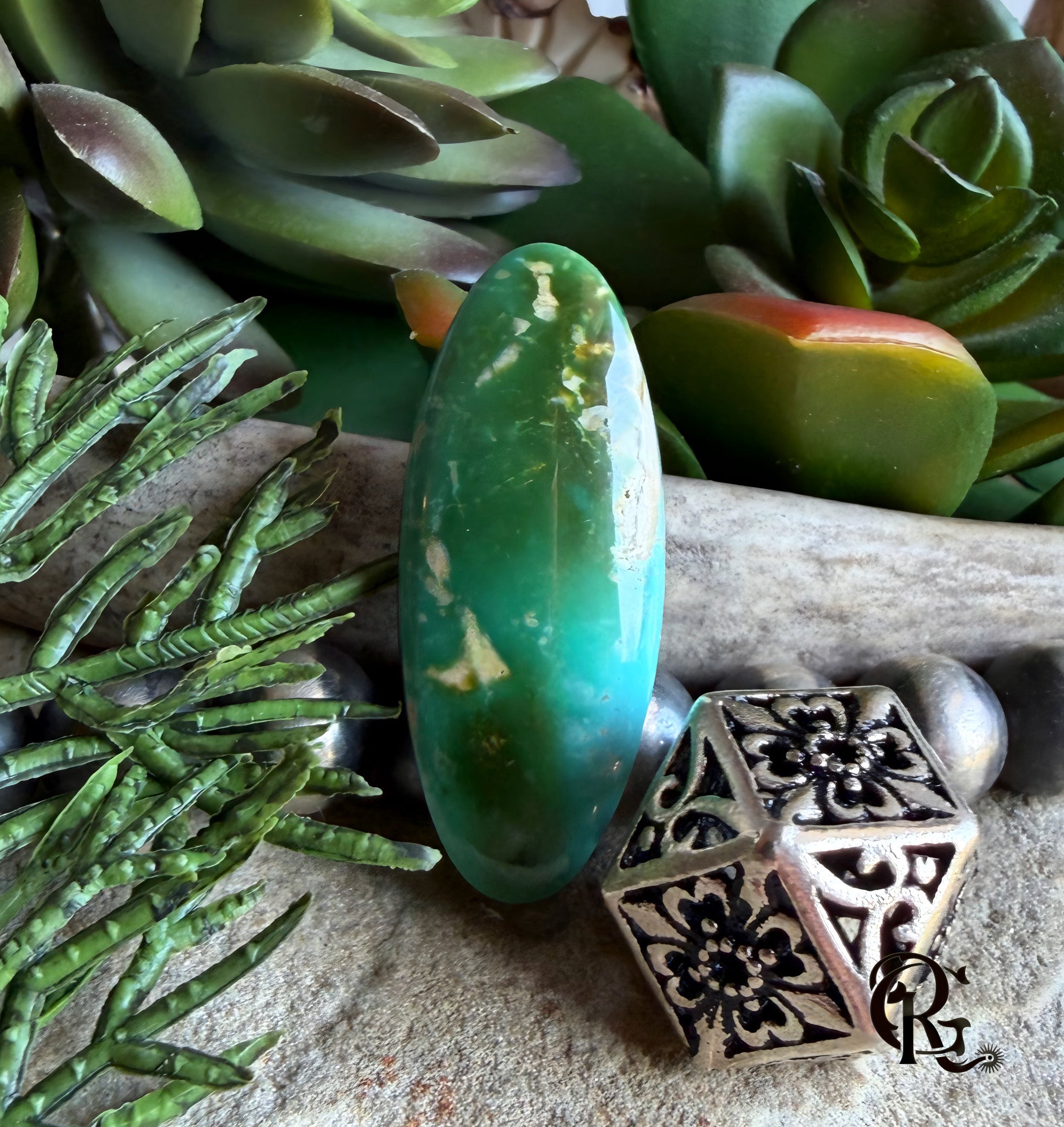 Natural Royston Turquoise Oval Green Cabochon