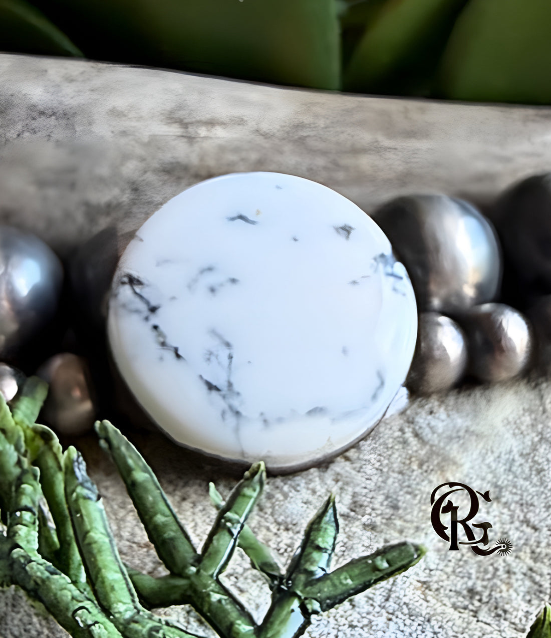 Natural White Buffalo Round Cabochon #WB9