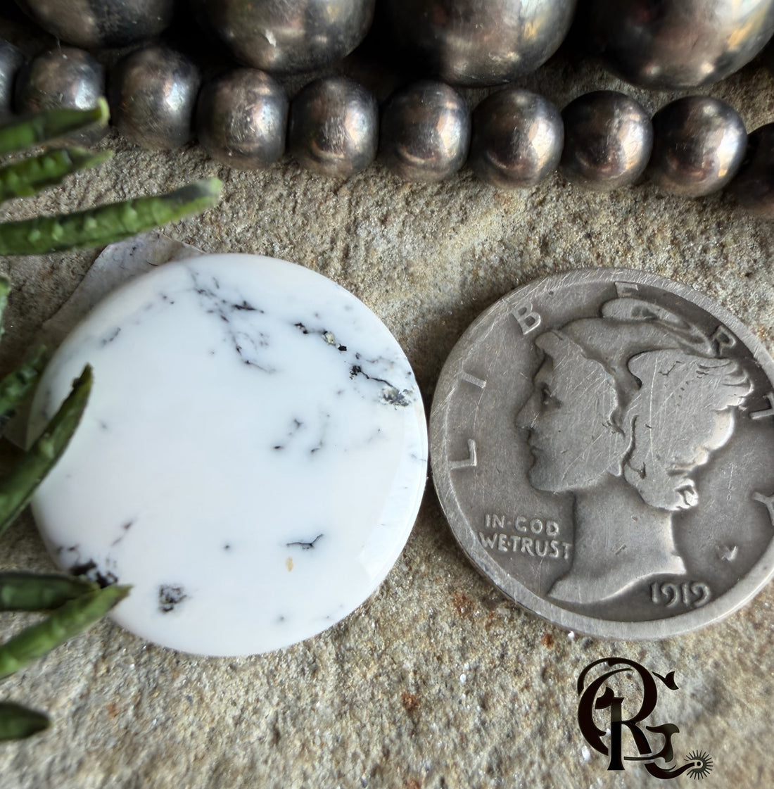Natural White Buffalo Round Cabochon #WB9