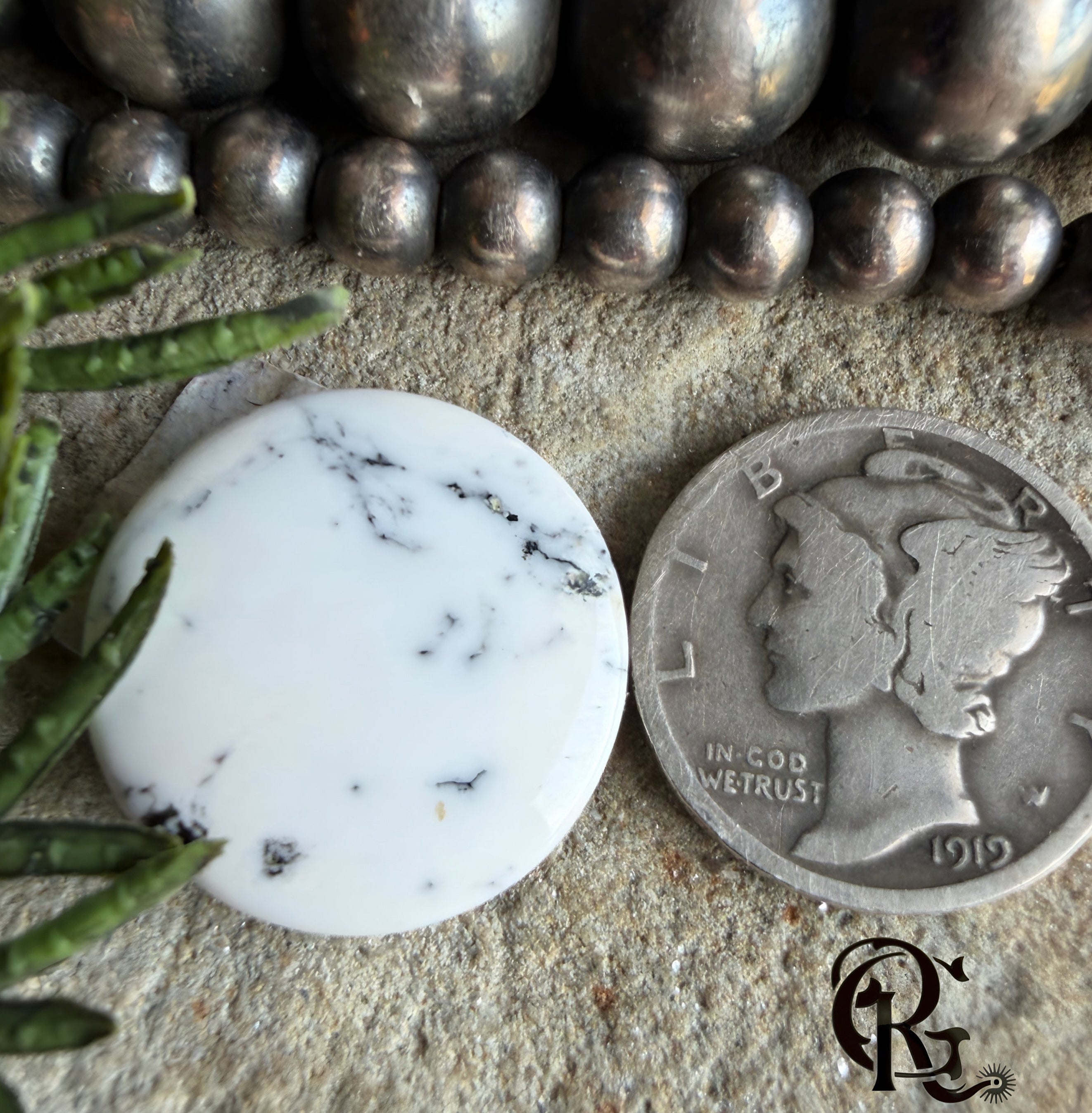 Natural White Buffalo Round Cabochon #WB9