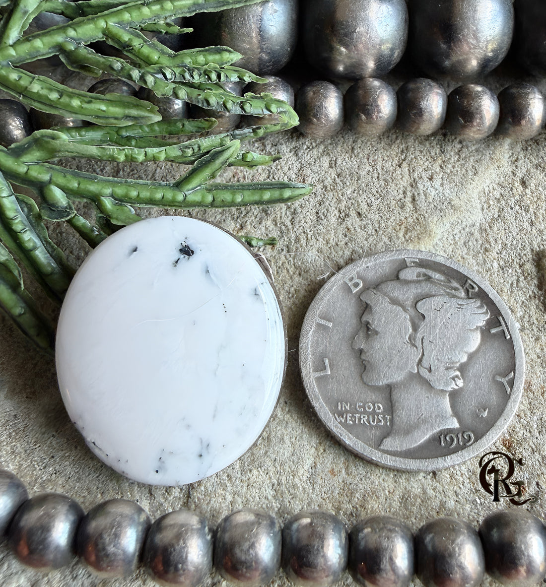 Natural White Buffalo Oval Cabochon #WB37