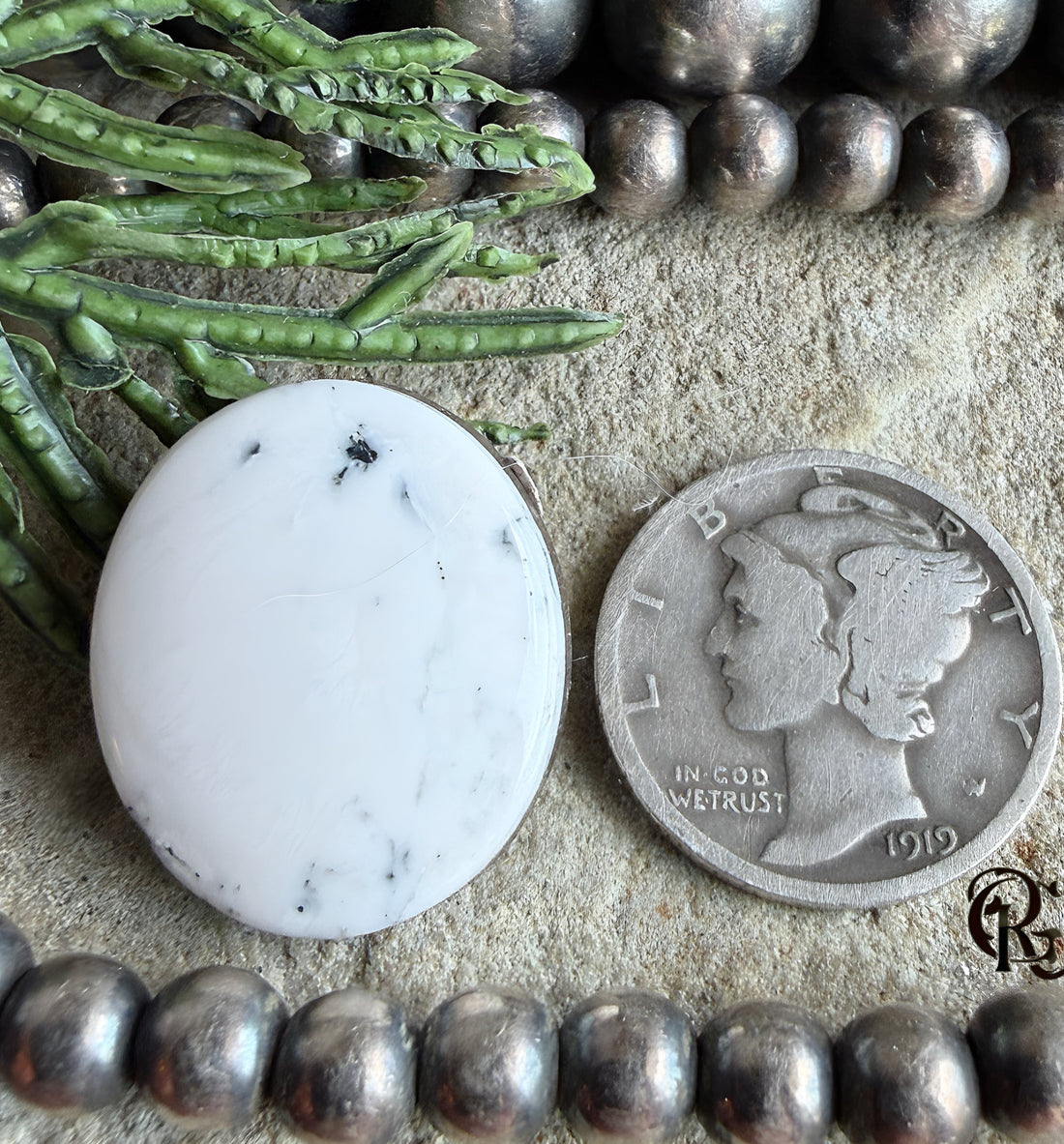 Natural White Buffalo Oval Cabochon #WB37