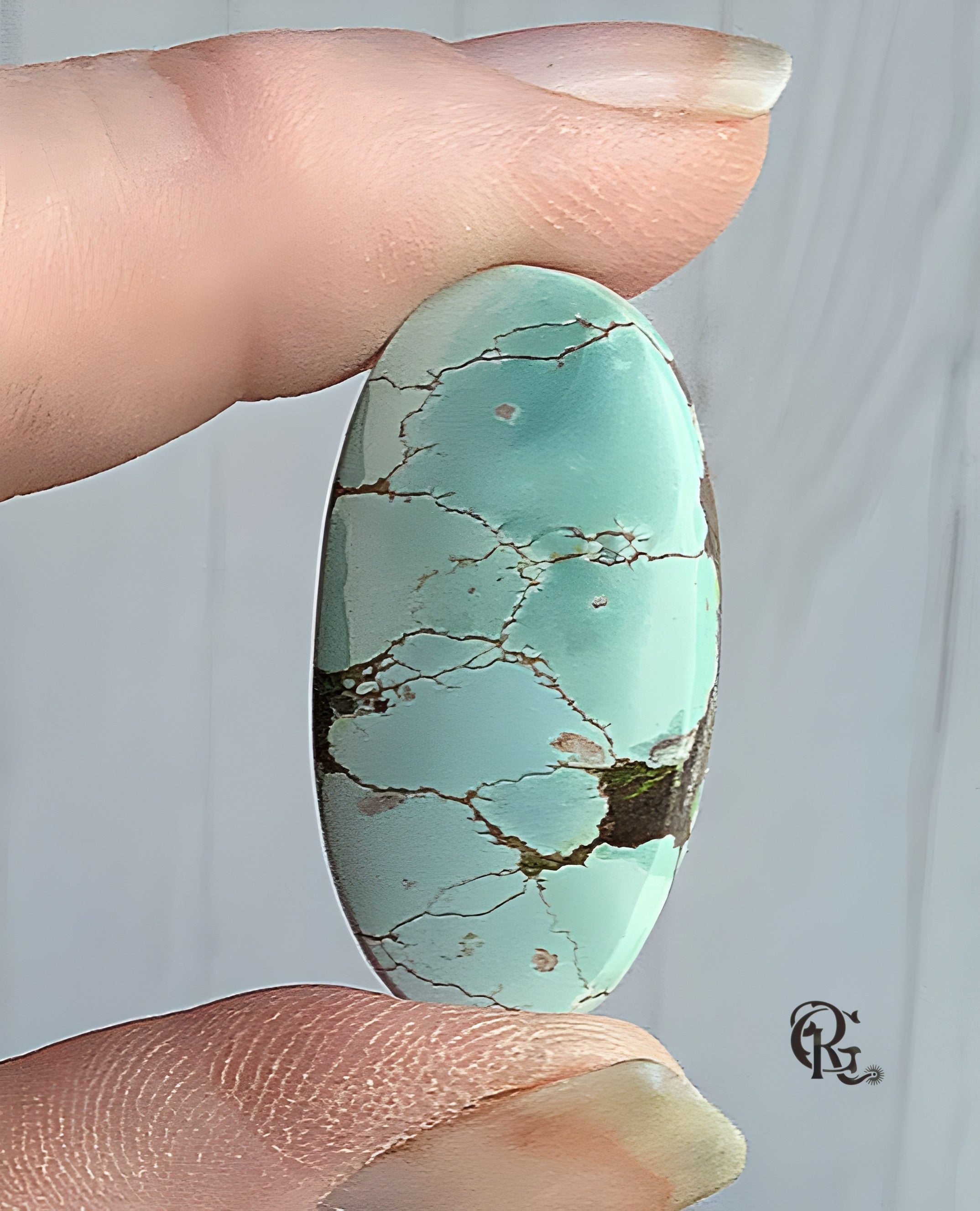 Red River Turquoise Long Oval Cabochon-Hubei Province Gemstone