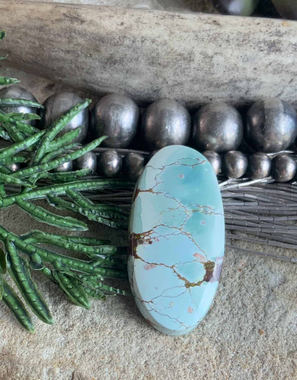 Red River Turquoise Long Oval Cabochon-Hubei Province Gemstone