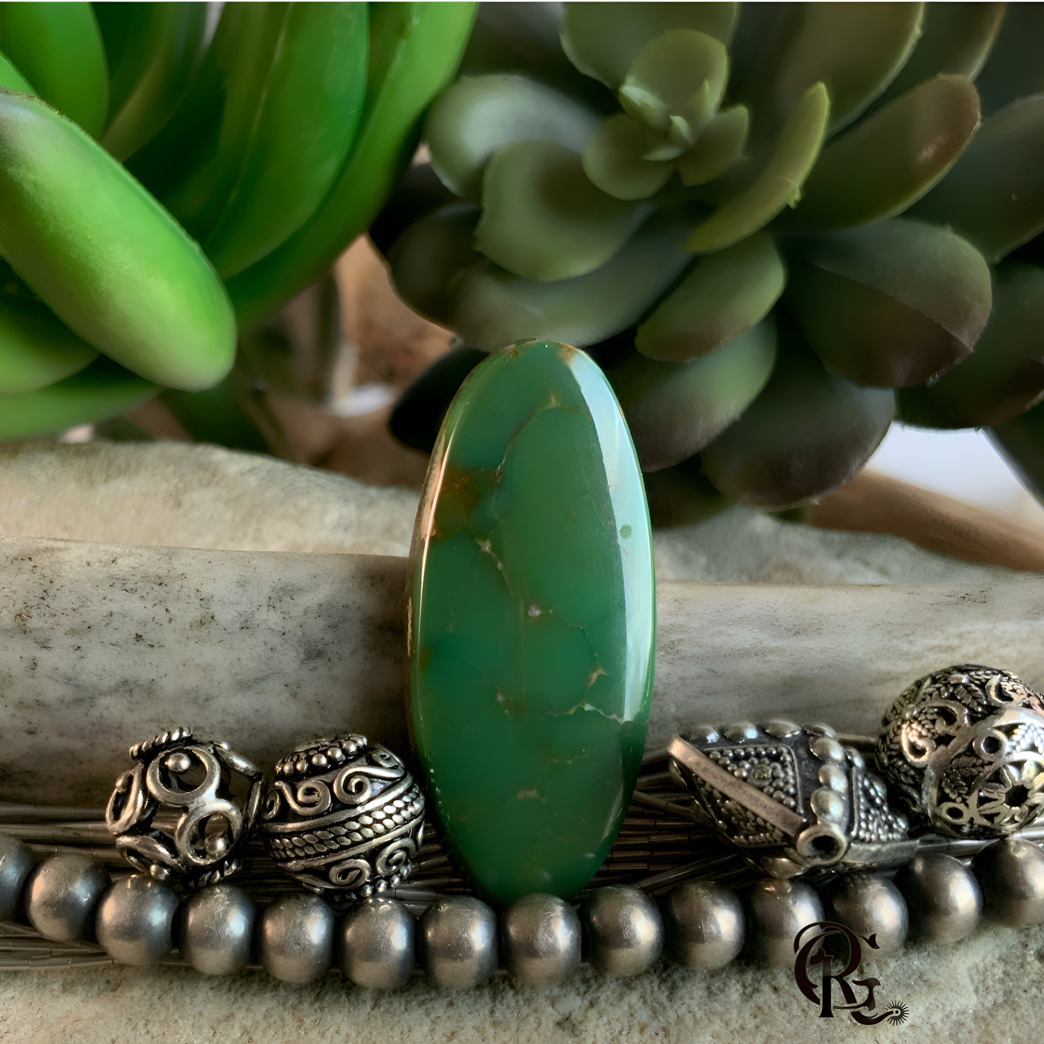 Royston Turquoise High Grade Green Long Oval Cabochon #R73 -Nevada Gemstone