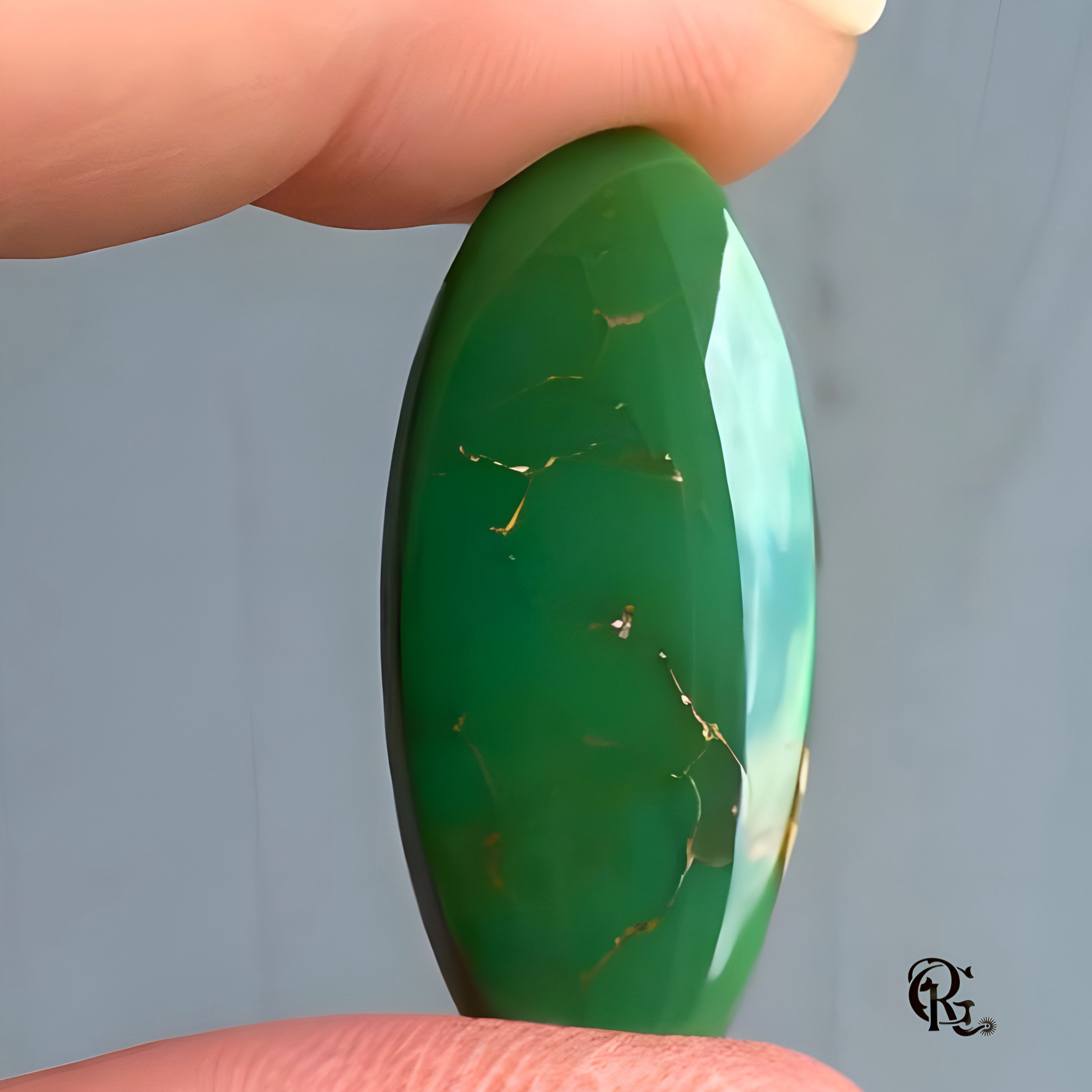 Royston Turquoise High Grade Green Long Oval Cabochon #R73 -Nevada Gemstone