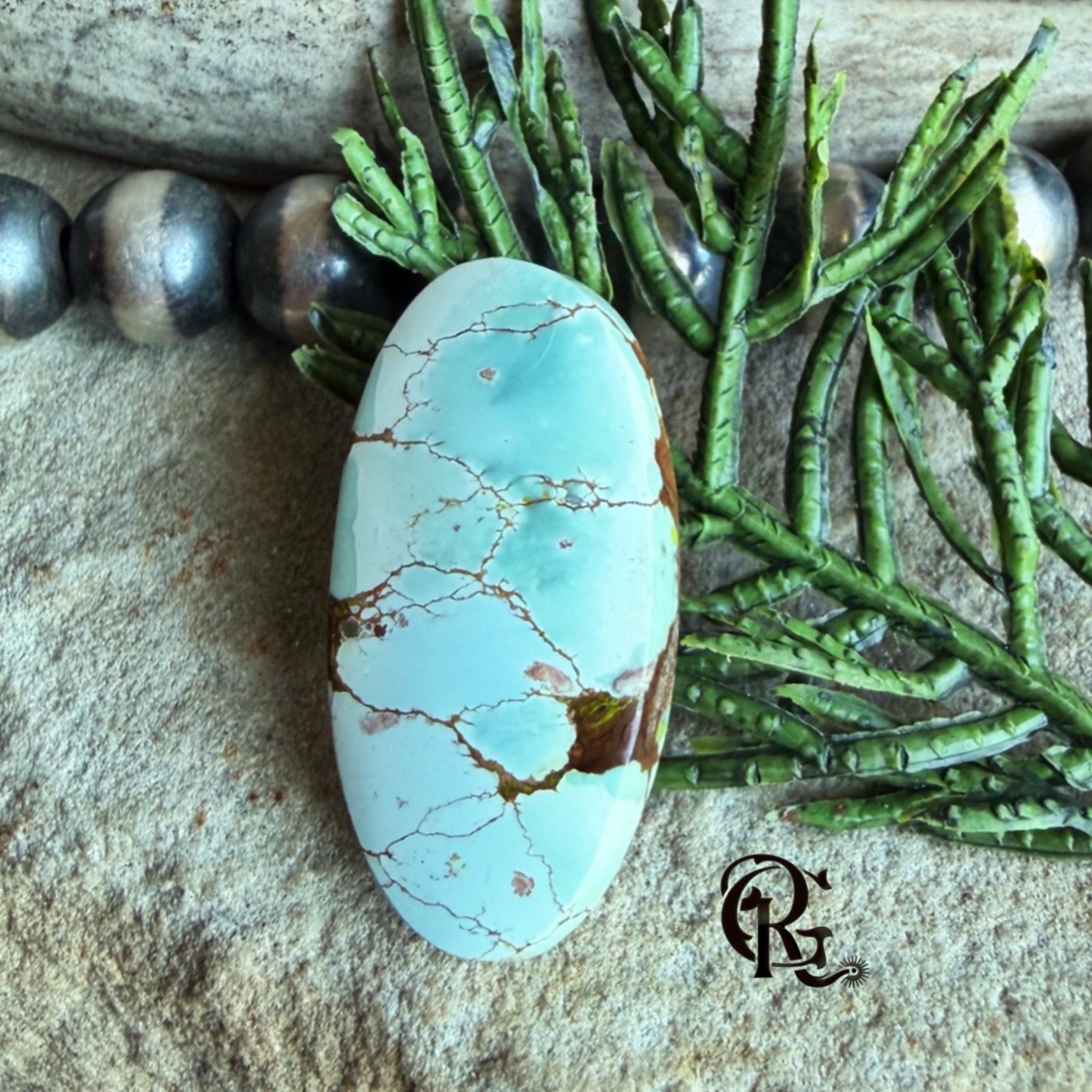 Red River Turquoise Long Oval Cabochon-Hubei Province Gemstone
