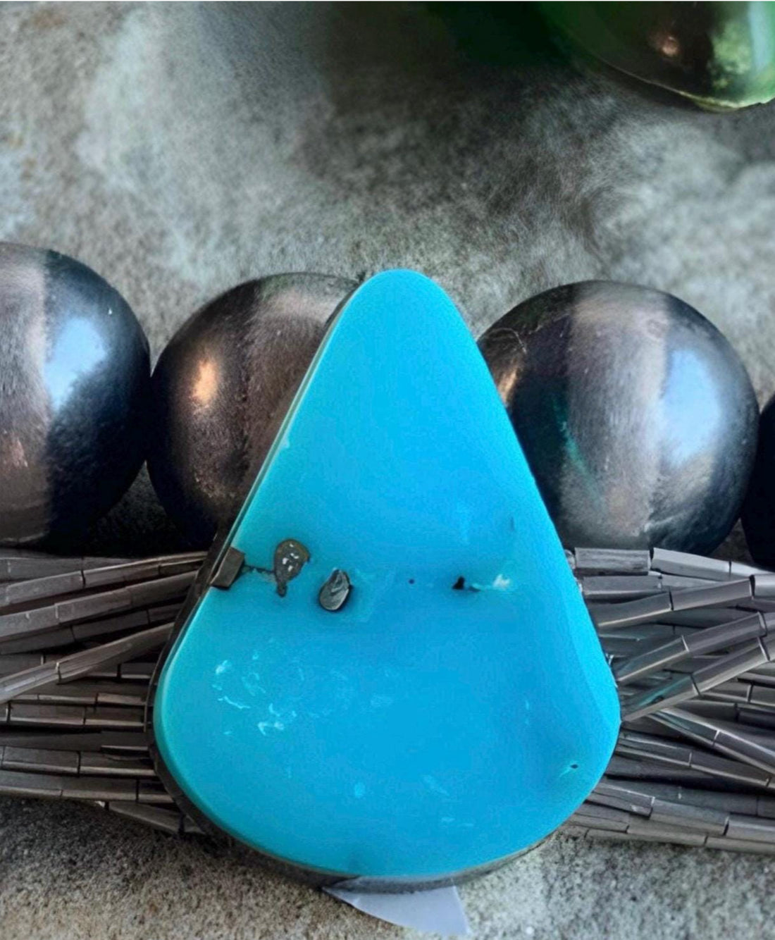 Ithaca Peak Turquoise Teardrop Cabochon With Pyrite-Arizona Gemstone #IP148