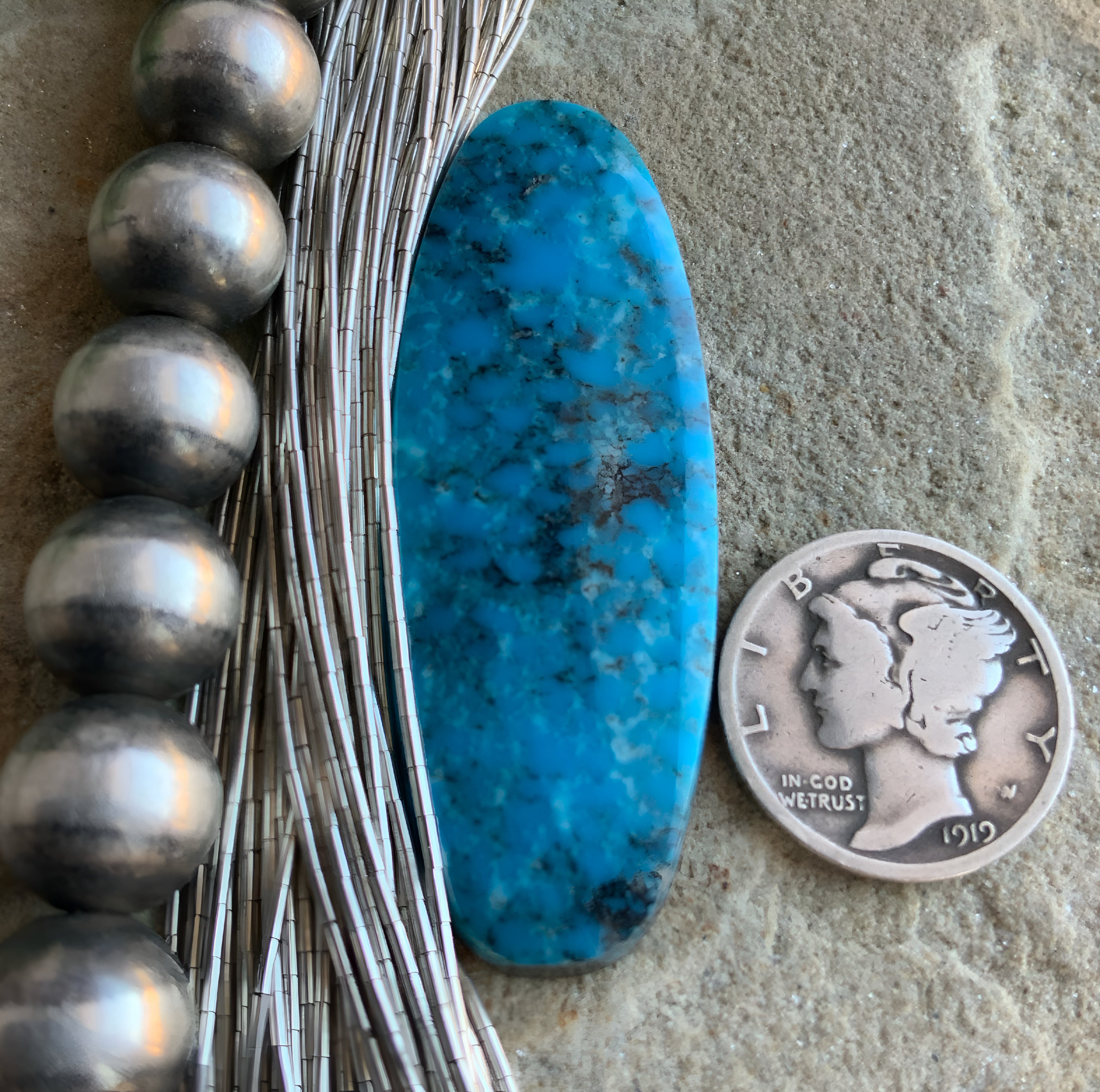 Kingman Turquoise Long Oval Cabochon