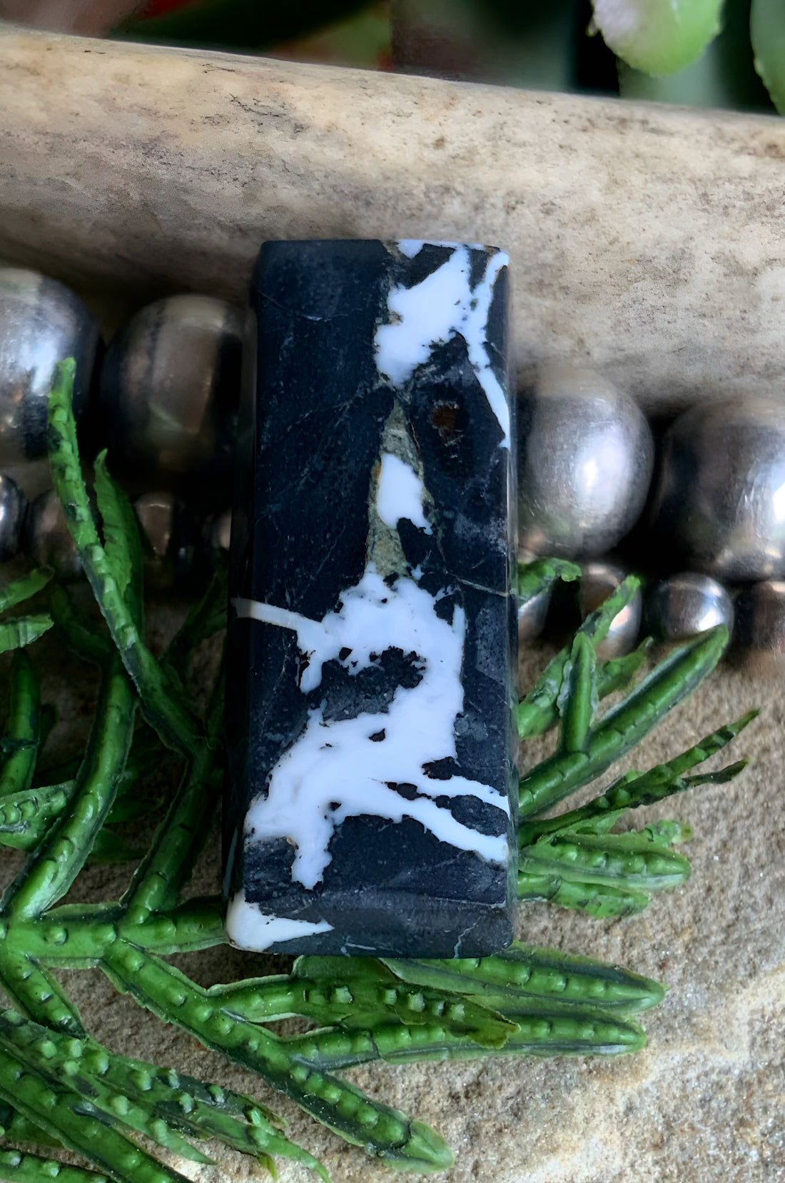 Natural White Buffalo Rectangle Cabochon-Nevada Gemstone — Ranch Gypsy